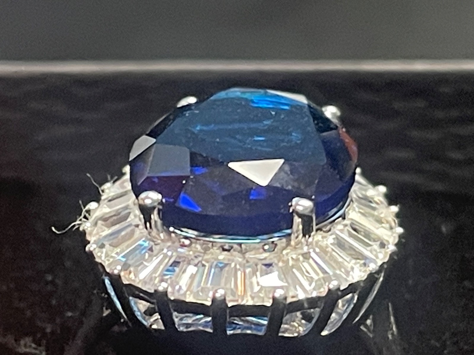 Signed FZN sterling silver 925 .” .5” Oval blue sapphire crystal Ring 7 vintage