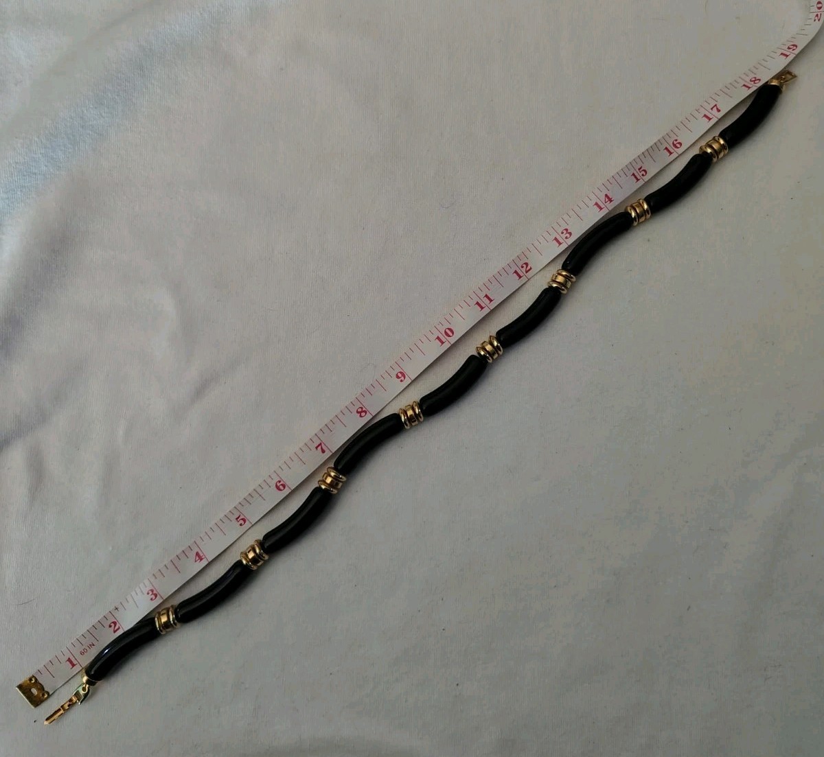 Napier Necklace Black and Gold Tone Beaded Choker Vintage 18 in