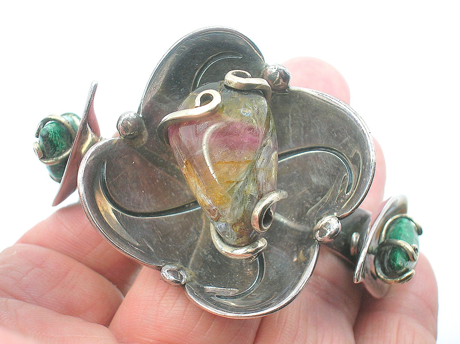 LOS CASTILLO TAXCO MEXICO VINTAGE STERLING SILVER BRACELET WITH STONES – B.OFFER