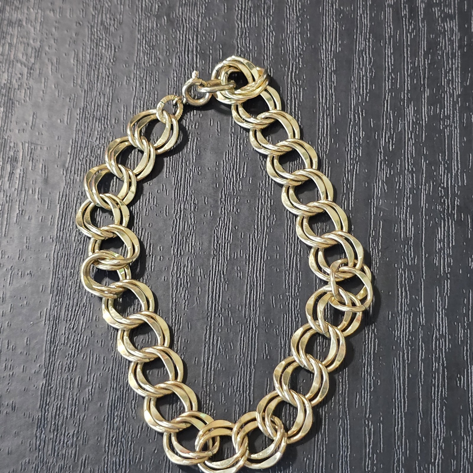 VTG 1/20 12k Yellow Gold Filled 14mm Double Link Starter Charm Bracelet 7″