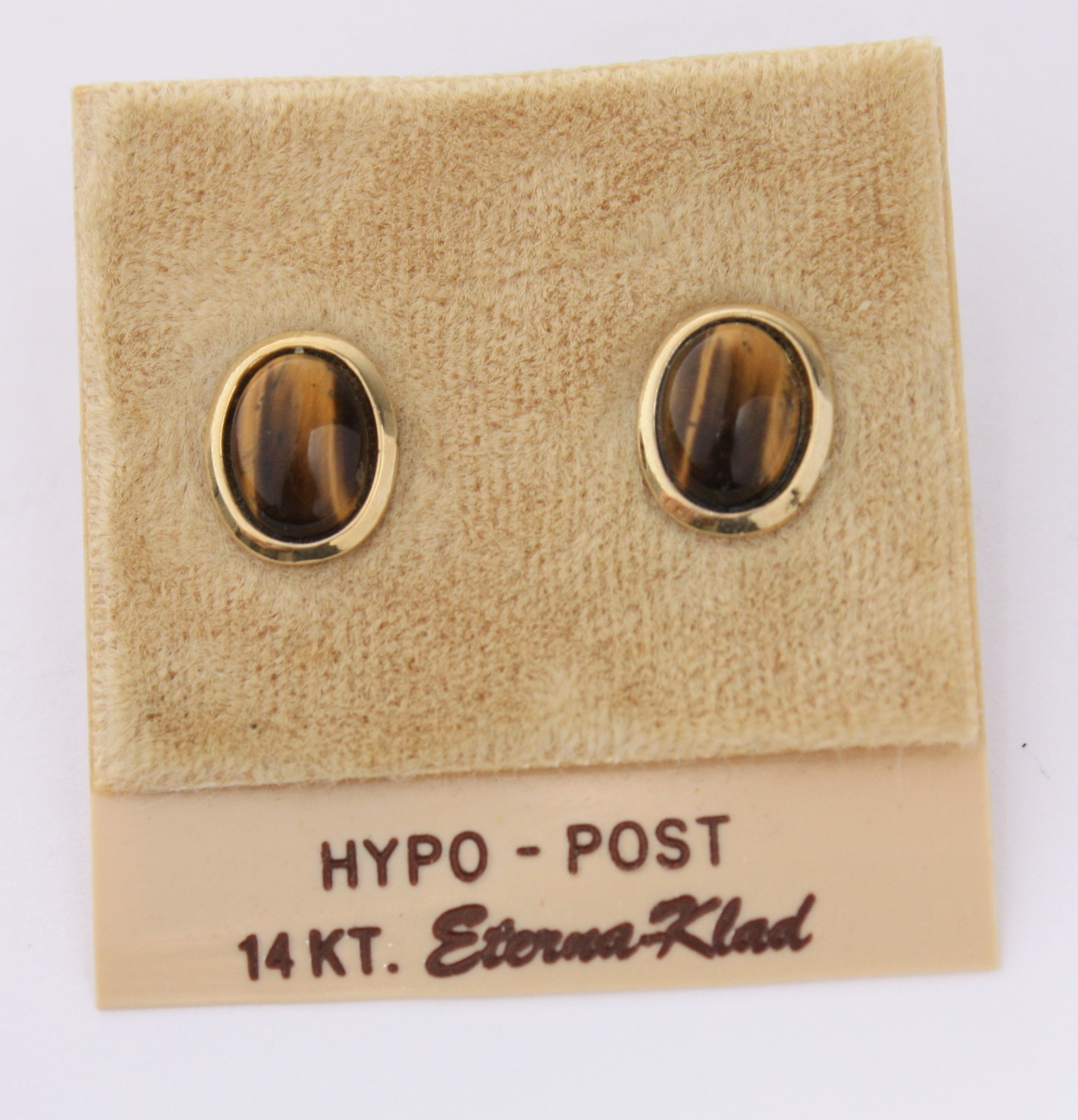 Vintage Tiger Eye 14K Eterna-Klad Stud Earrings