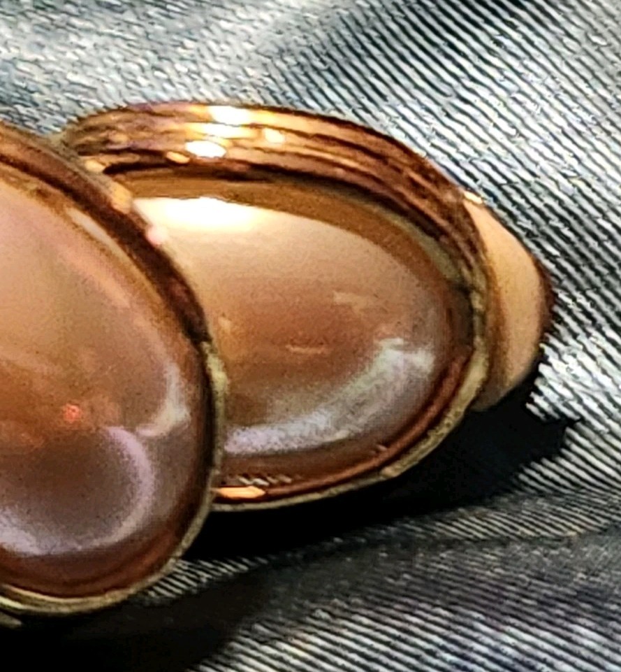 VTG Gold-tone Large Pearl Mabe Clip-on Earrings, 60s-80s Swirl Rope Frame
