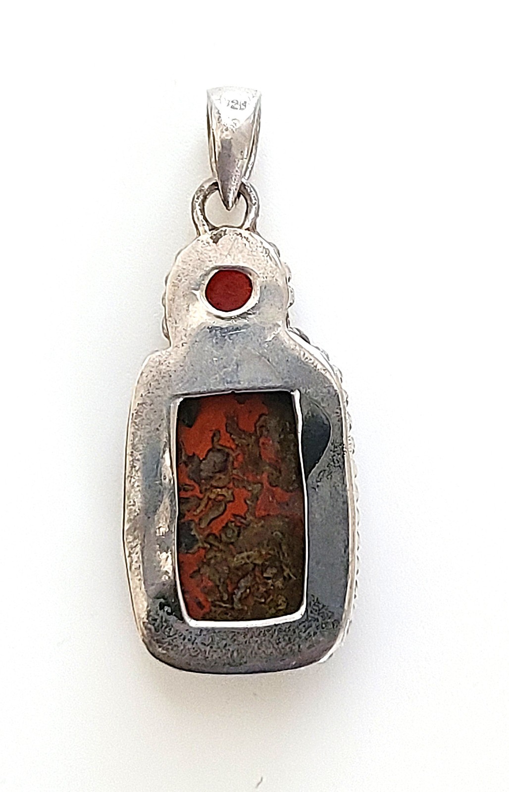 Vintage Moroccan Sterling Silver 925 Pendant Seam Agate (no chain included)
