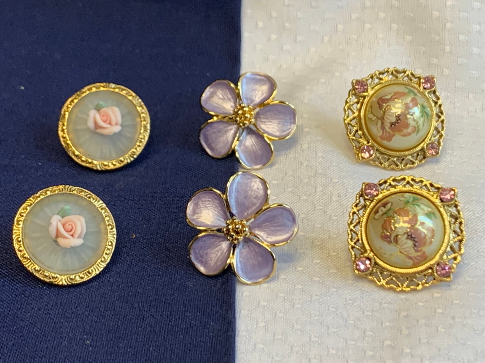 Vtg Earring Lot Costume Jewelry Monet LTR Avon Camphor Glass Enamel Faux Gems