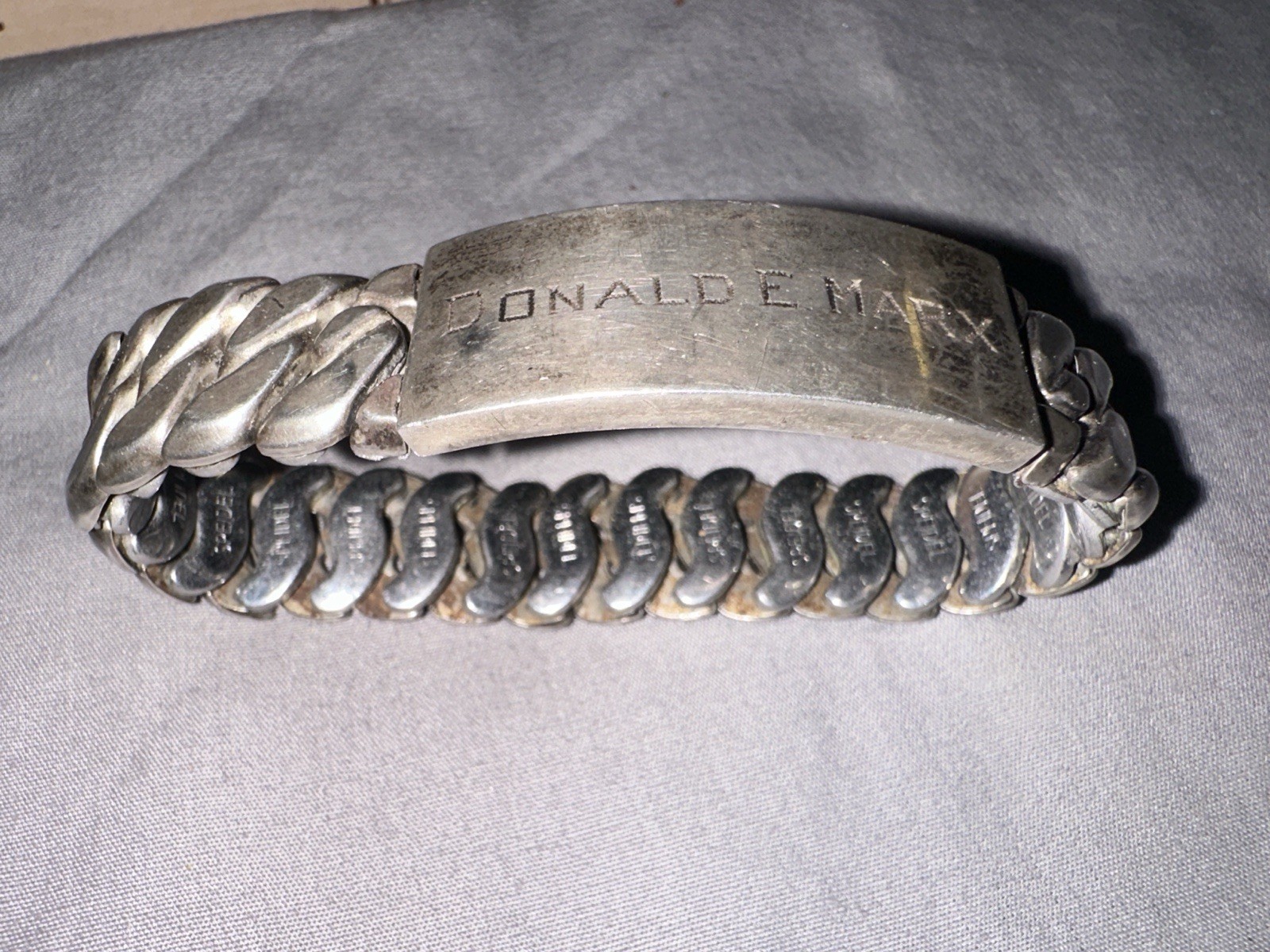 Vintage Speidel Sterling Silver Top ID Expansion Bracelet Engraved Donald