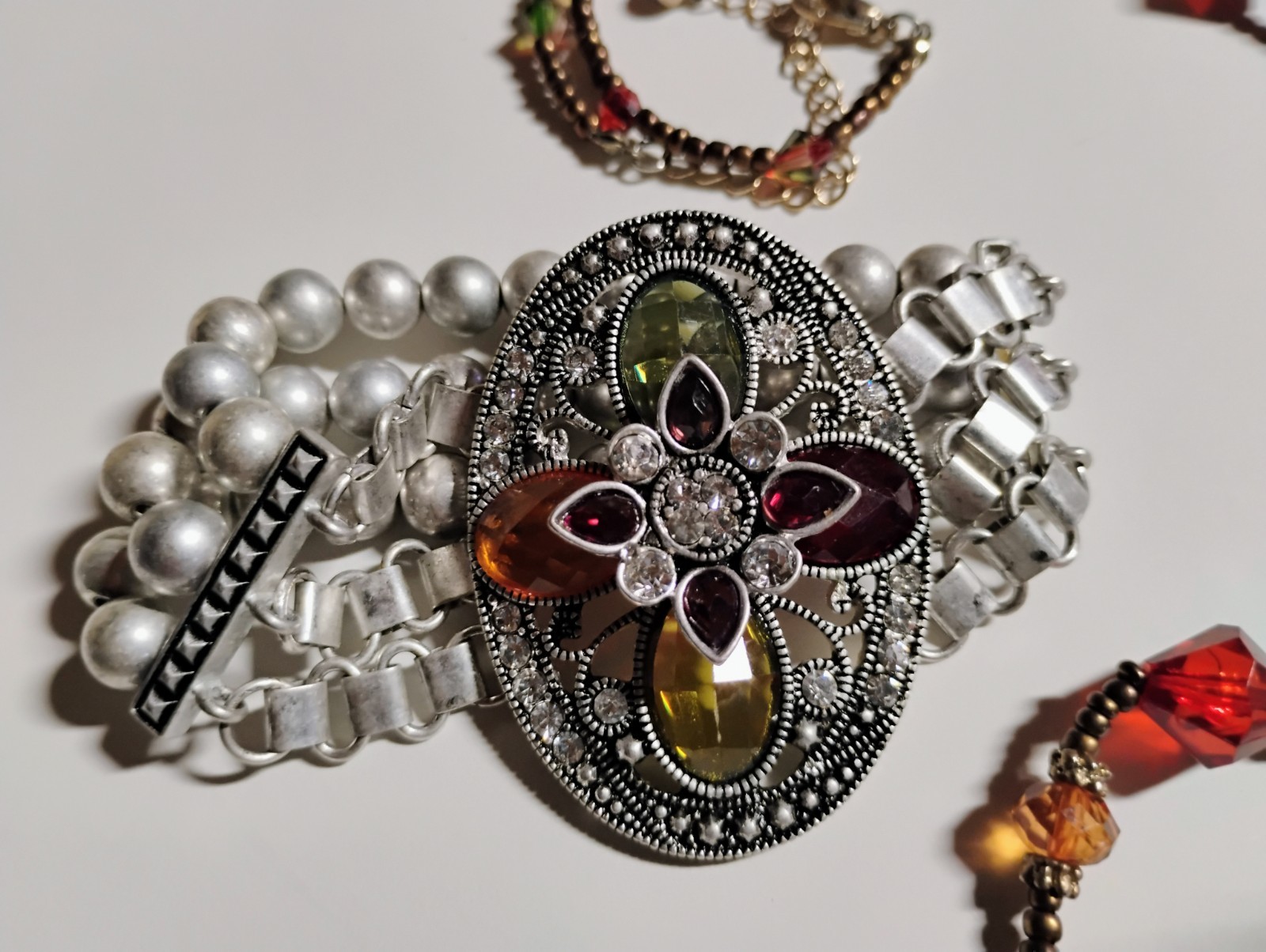 Stunning 23″ Czech Glass? Handmade Vintage Necklace & Matching Art Nouveau…