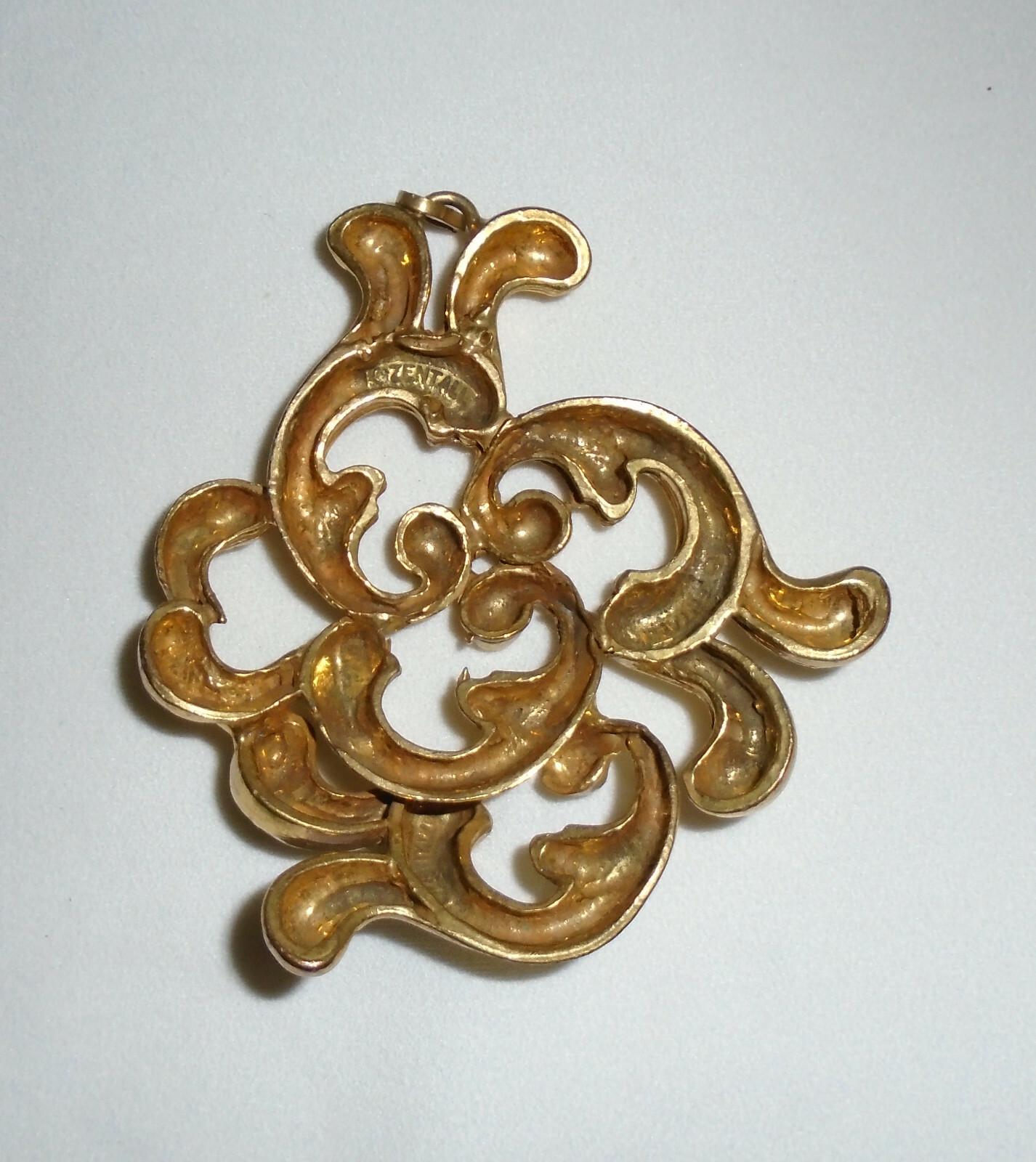 Vintage Zentall Statement Pendant Plumes Art Nouveau Style 1970s