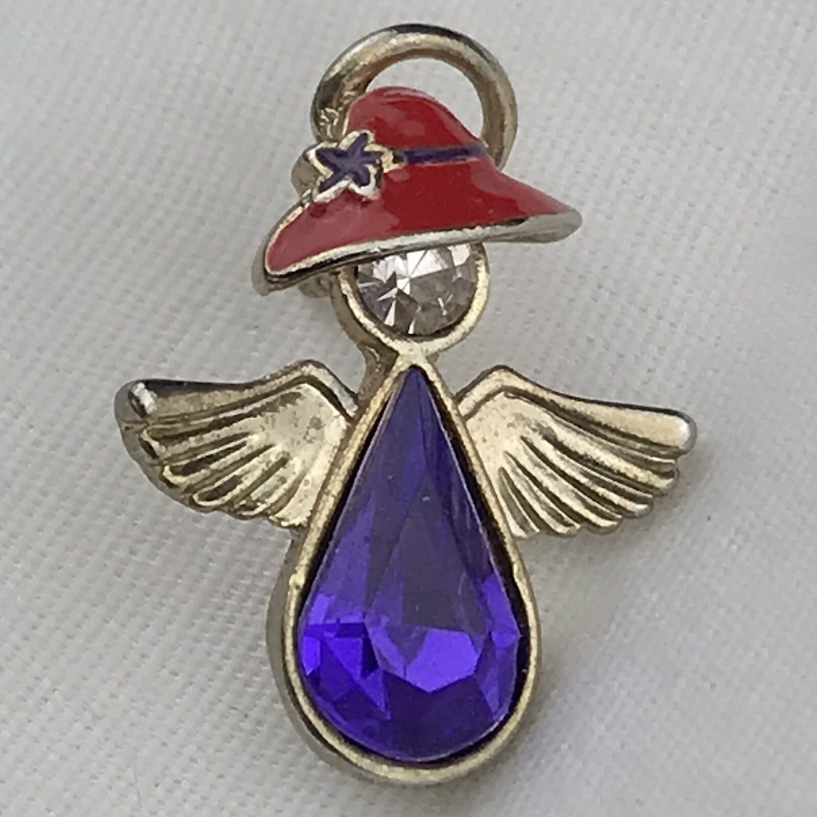 Red Hat Society Vintage Angel Pin Silver Tone Brooch C Clasp Collectible