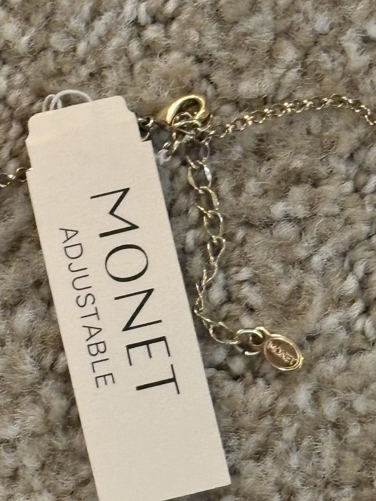Monet Festoon Necklace Gold Tone, Faux Pearl Victorian Revival Design 15”