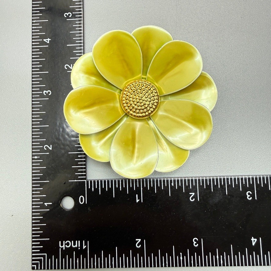 Vintage Brooch Earring Lot Lime Green Enamel Gold Tone Flower Ladybug Enamel