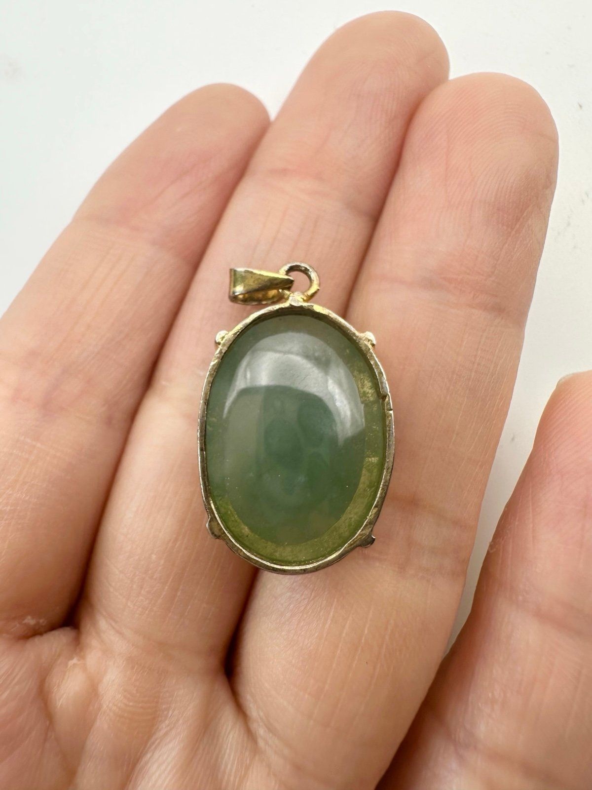 Vintage oval genuine jade Pendant