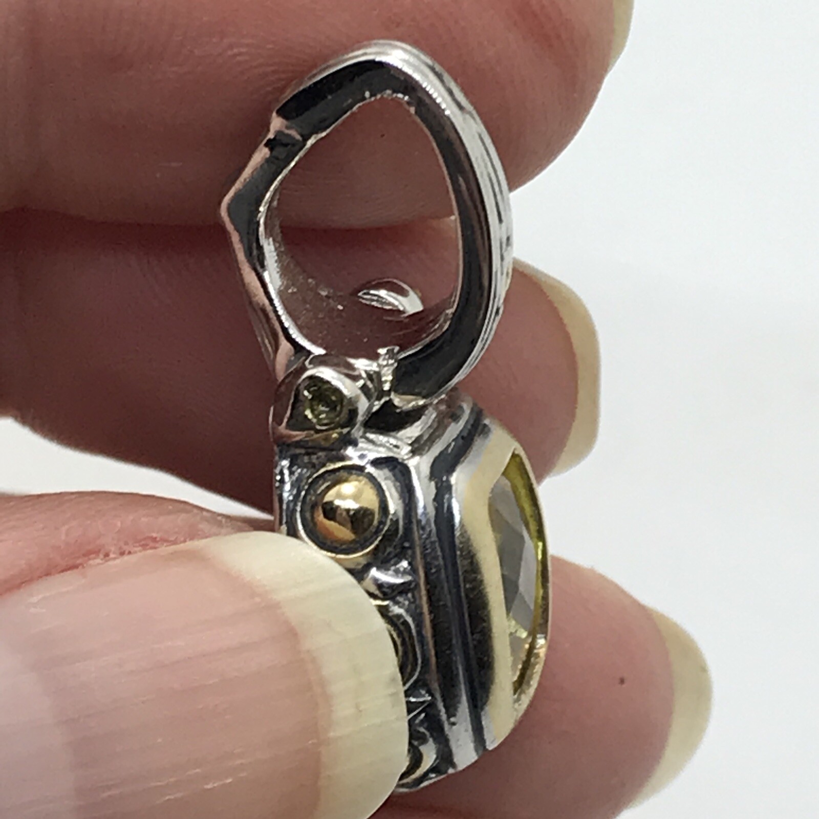 Vintage Renaissance Revival 2-Tone Citrine Yellow Cubic Zirconia Pendant