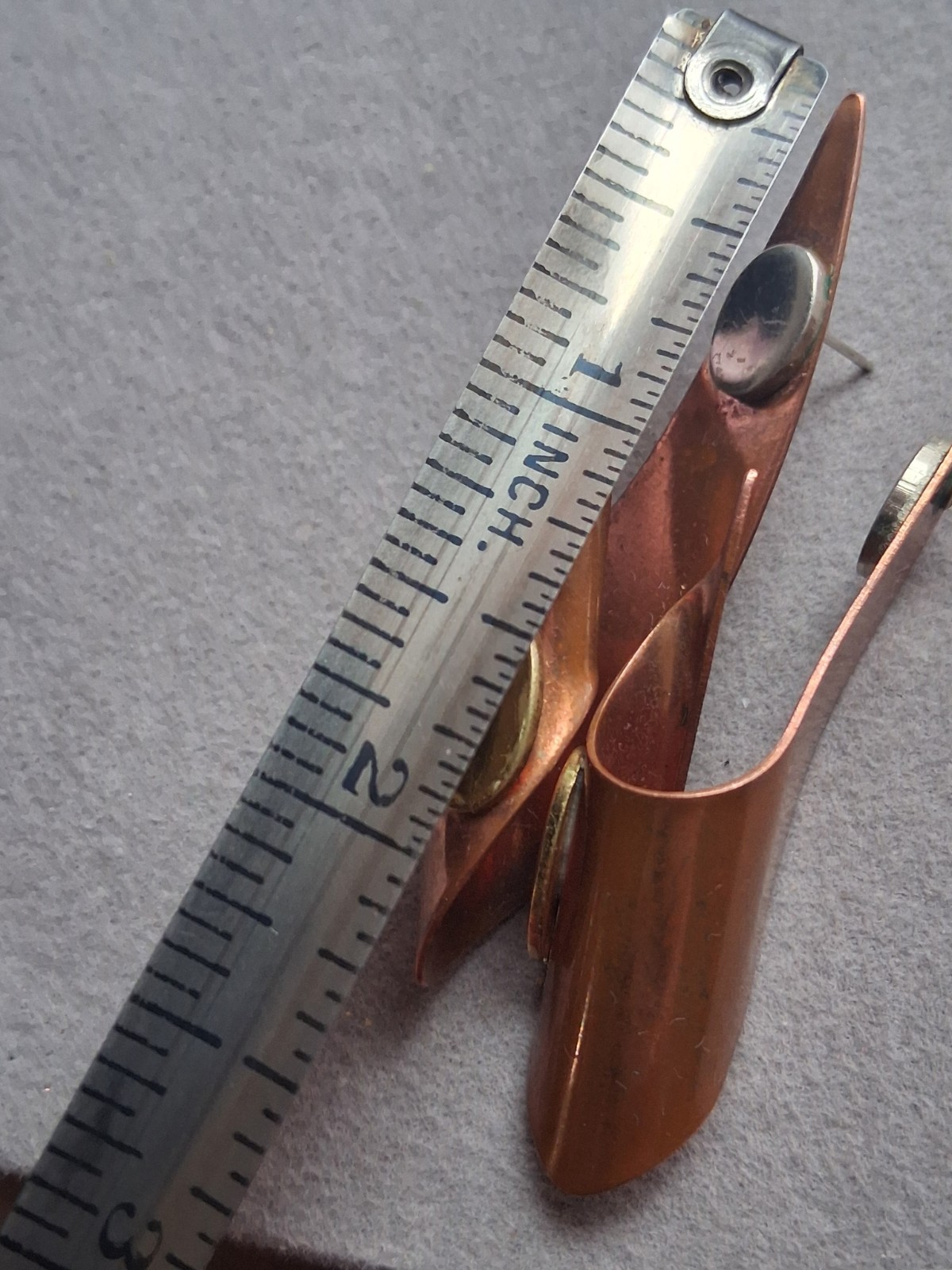 Mid century modern MCM copper abstract mixed metal large earrings