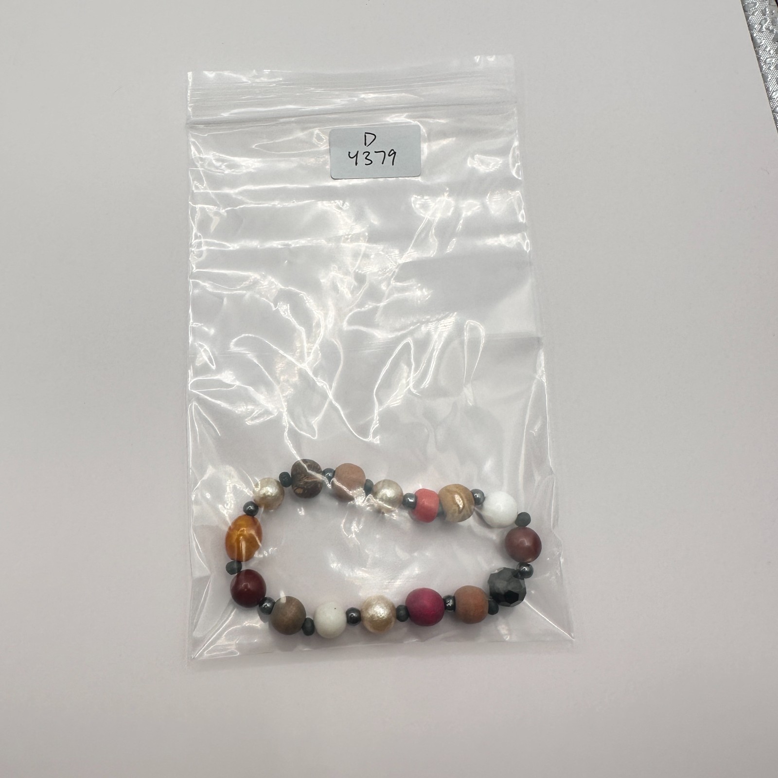 Vintage 90s Earth Tone Bead Stretch Bracelet Boho Classic Fashion Jewelry Boho