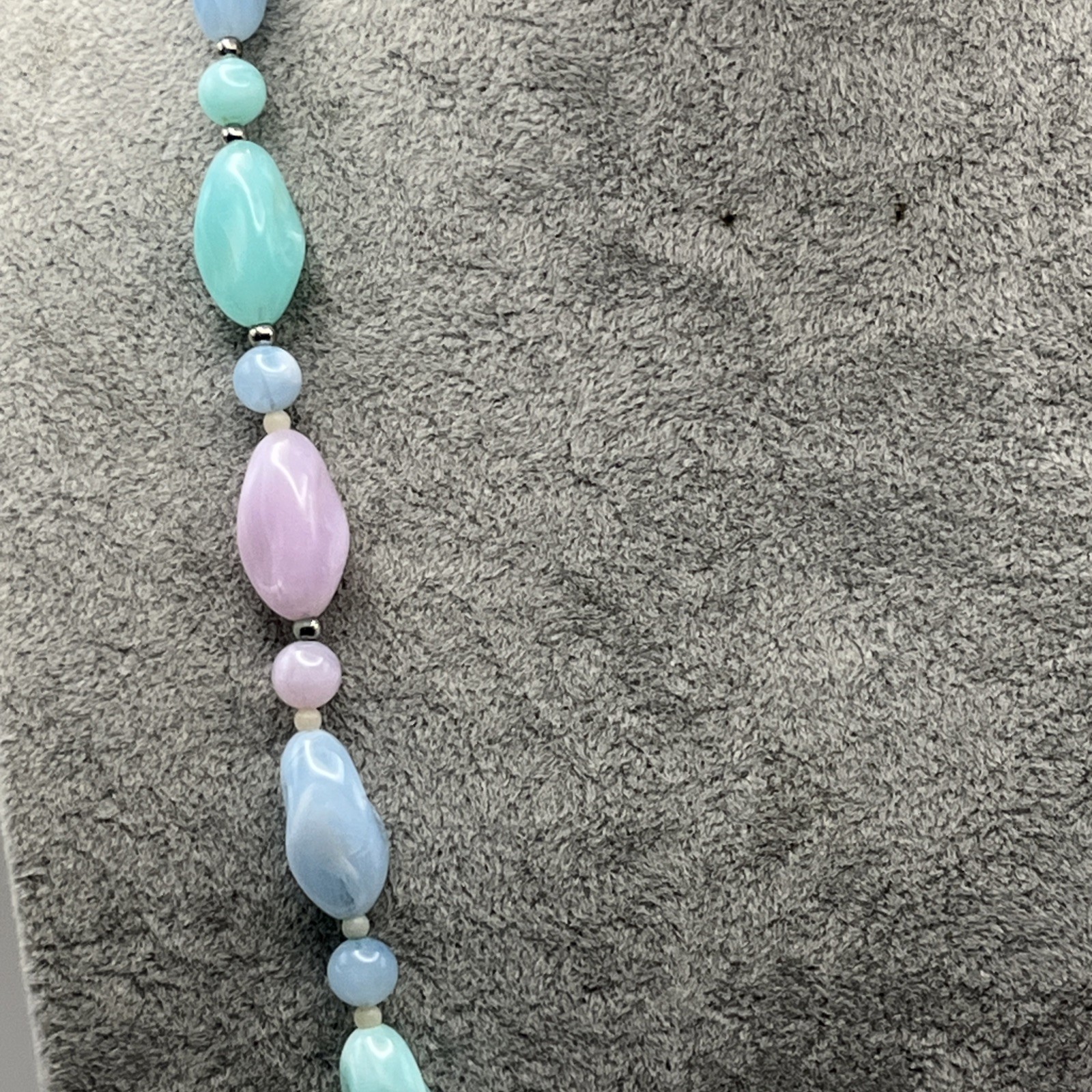 Vintage Acrylic Lucite Multicolor Pastel Beaded Necklace Pink Blue Green
