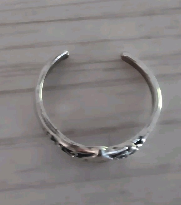 Vintage Y2K Early 2000s Heart Sterling Silver Toe Ring Size 3.25