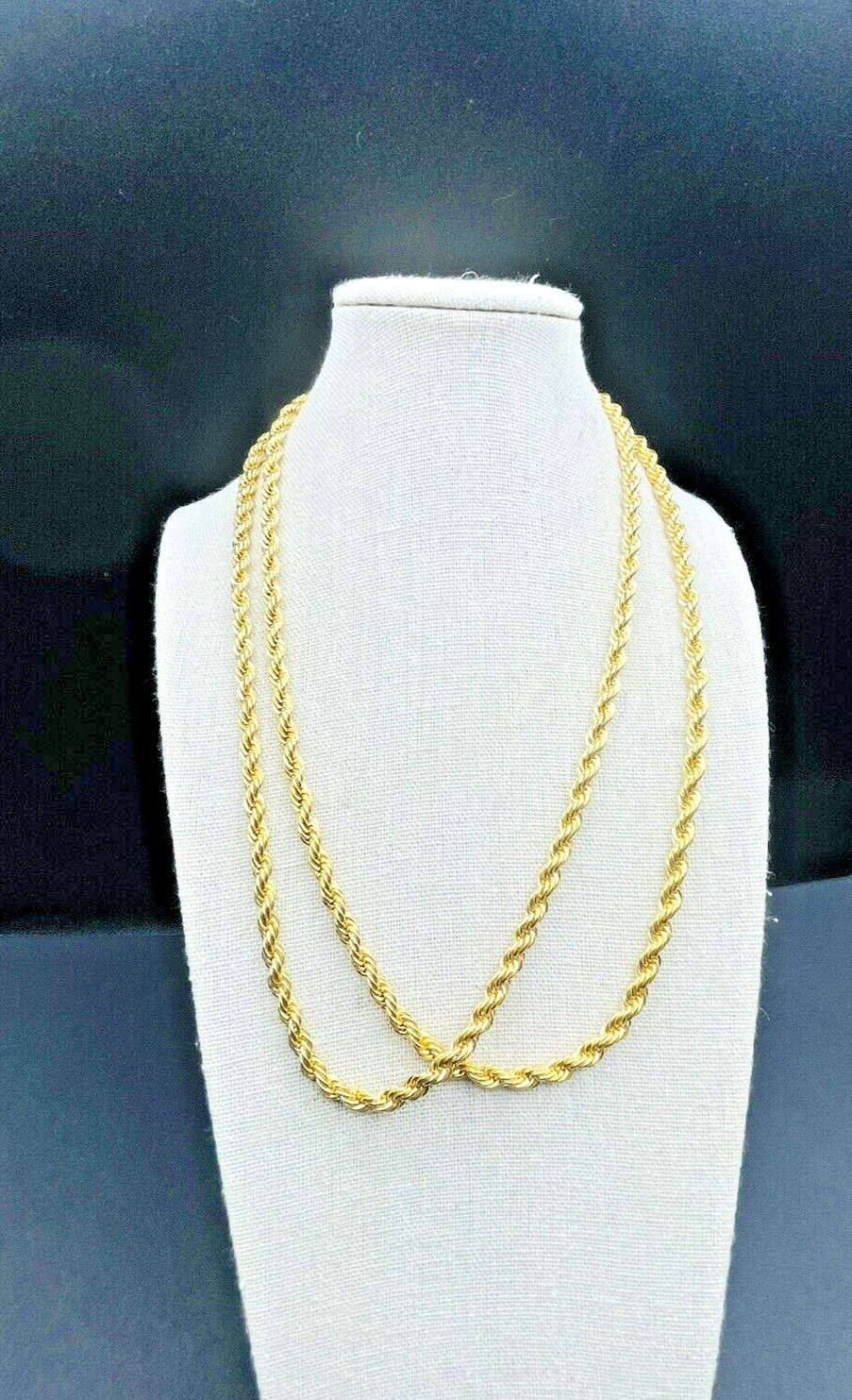 Vintage Gold Tone Metal Rope Chain Necklace High Quality 41″ Unsigned