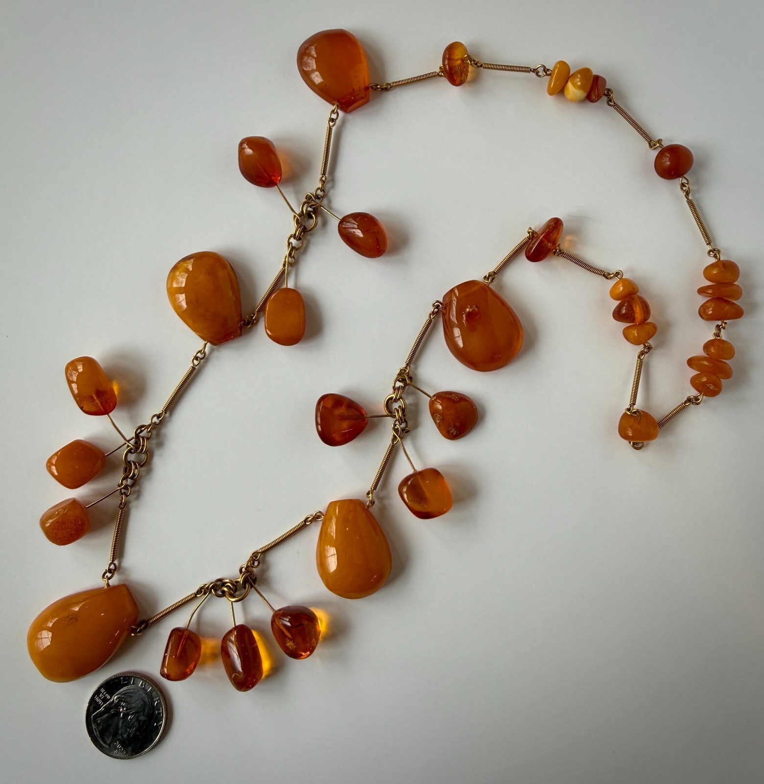 GORG Vintage Natural Egg Yolk Honey Cognac Baltic Amber Necklace 28″ EXC COND