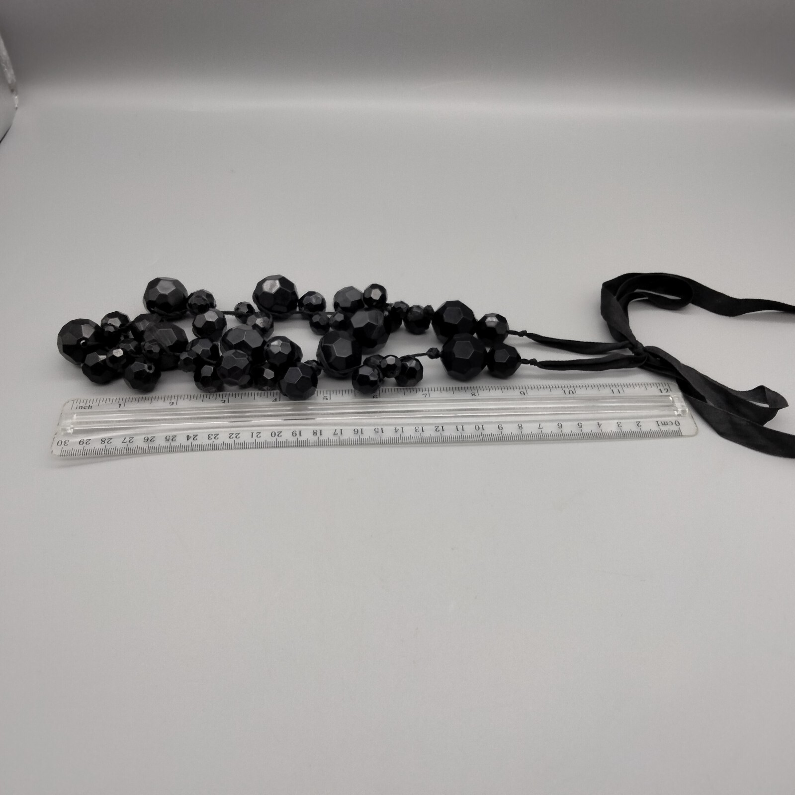 90s Goth Glam Boho Chic Black Acrylic Necklace Funky Chunky 24″ Vintage 1990’s