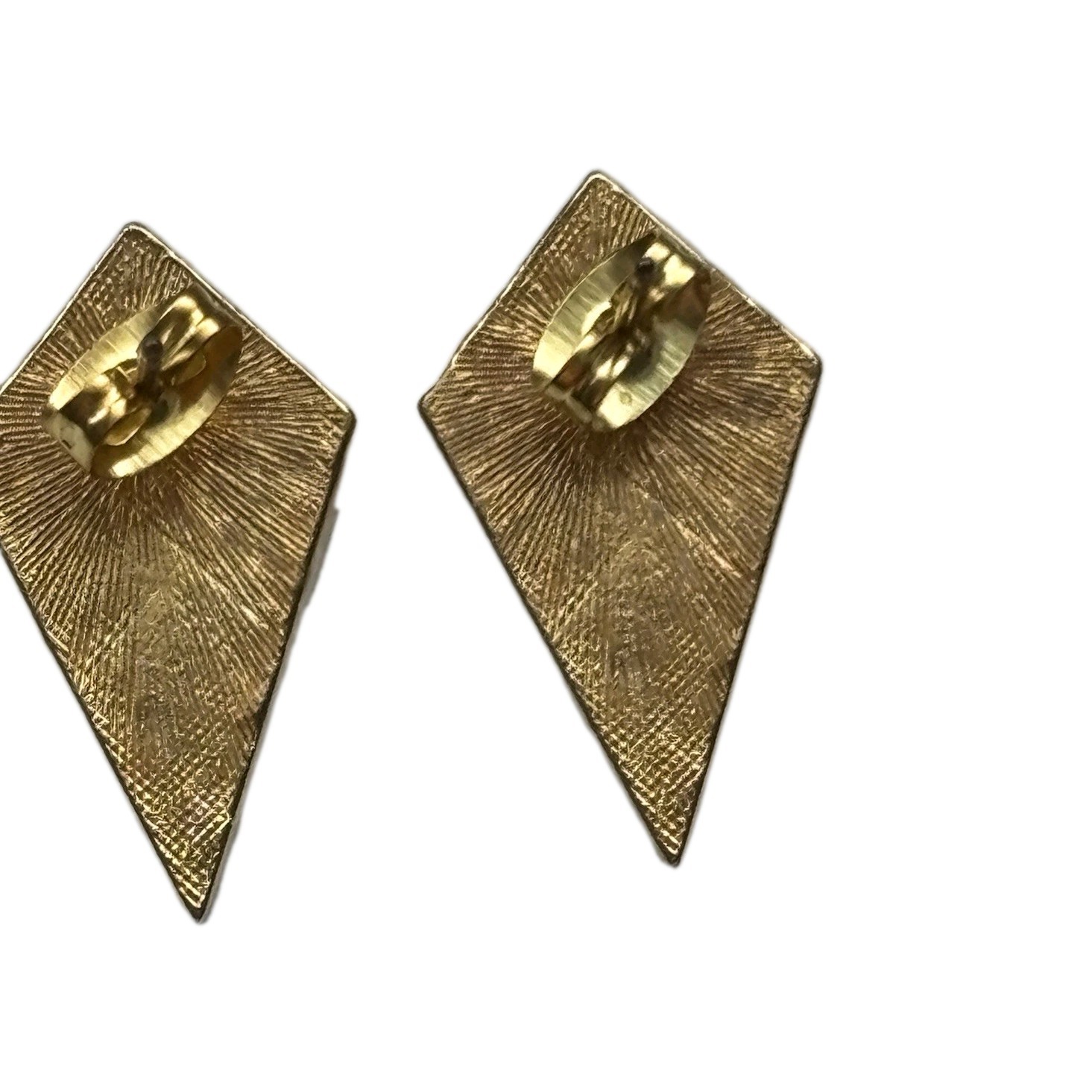 Vintage Teal & Gold Tone Geometric Earrings- about 1 in length