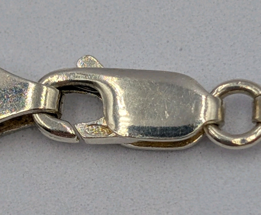 Signed Vtg Sterling Silver 4.3mm Figaro Italian Chain Unisex 925 Bracelet 7 7/8″