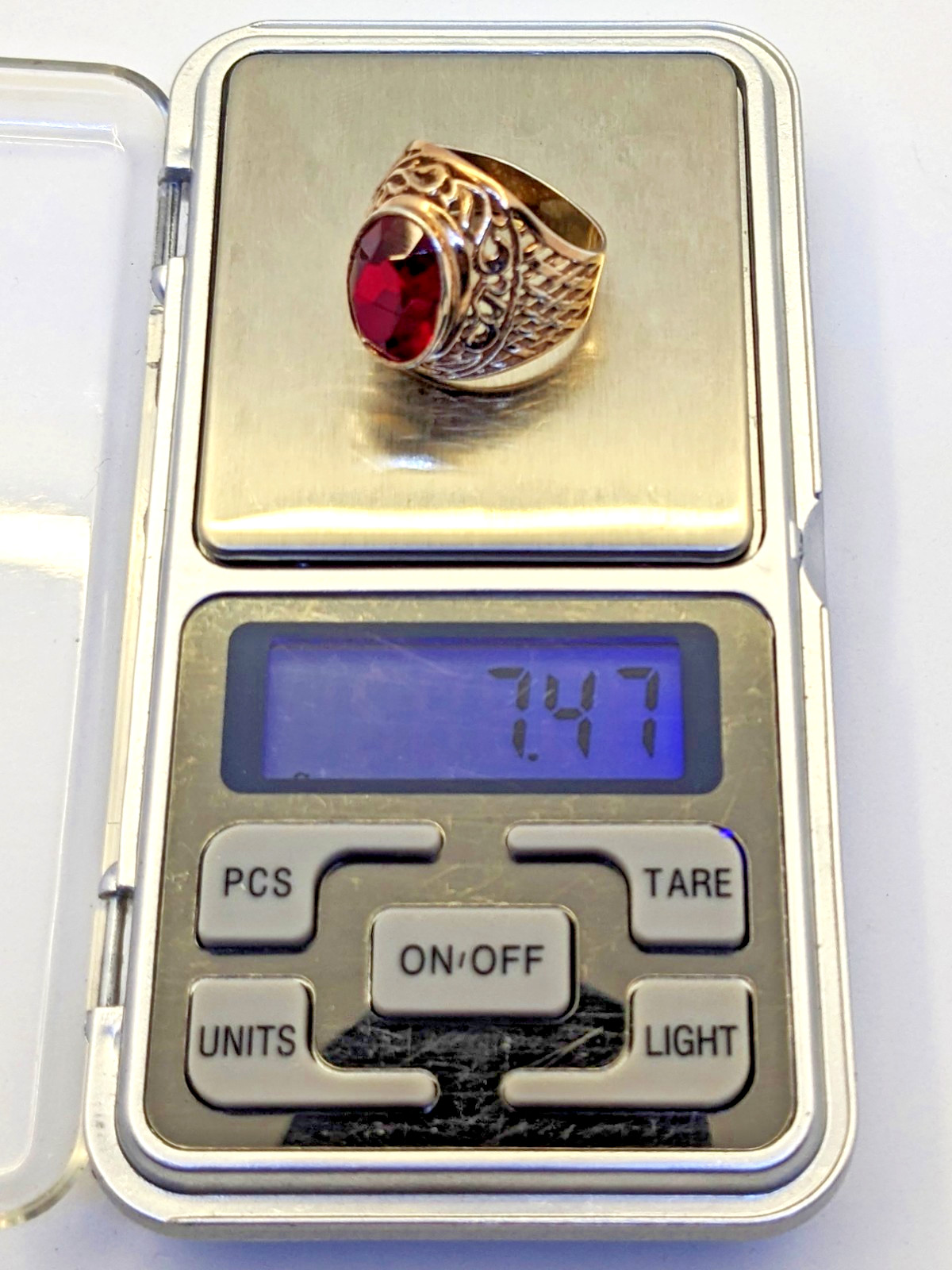 Vintage Soviet RING Silver⭐875 stamp Star USSR with Large Ruby -8US (18.5mm)| #8