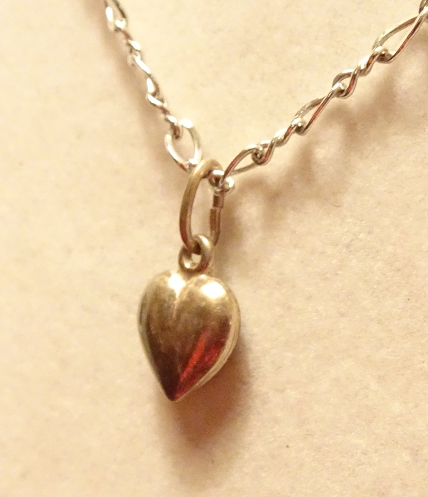 Puff Heart Sterling Silver Necklace Vintage