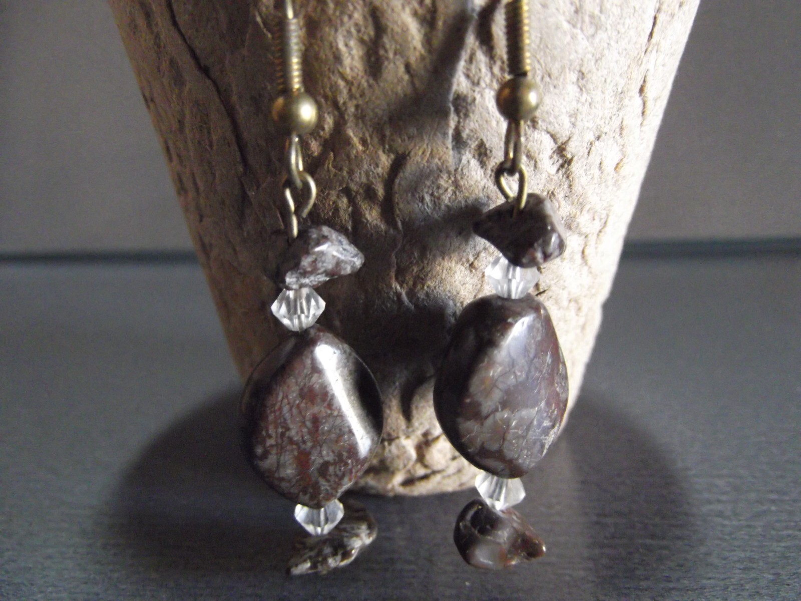 1 Pair Old 1″in Rock Different Shapes of Brown Rock Dangler