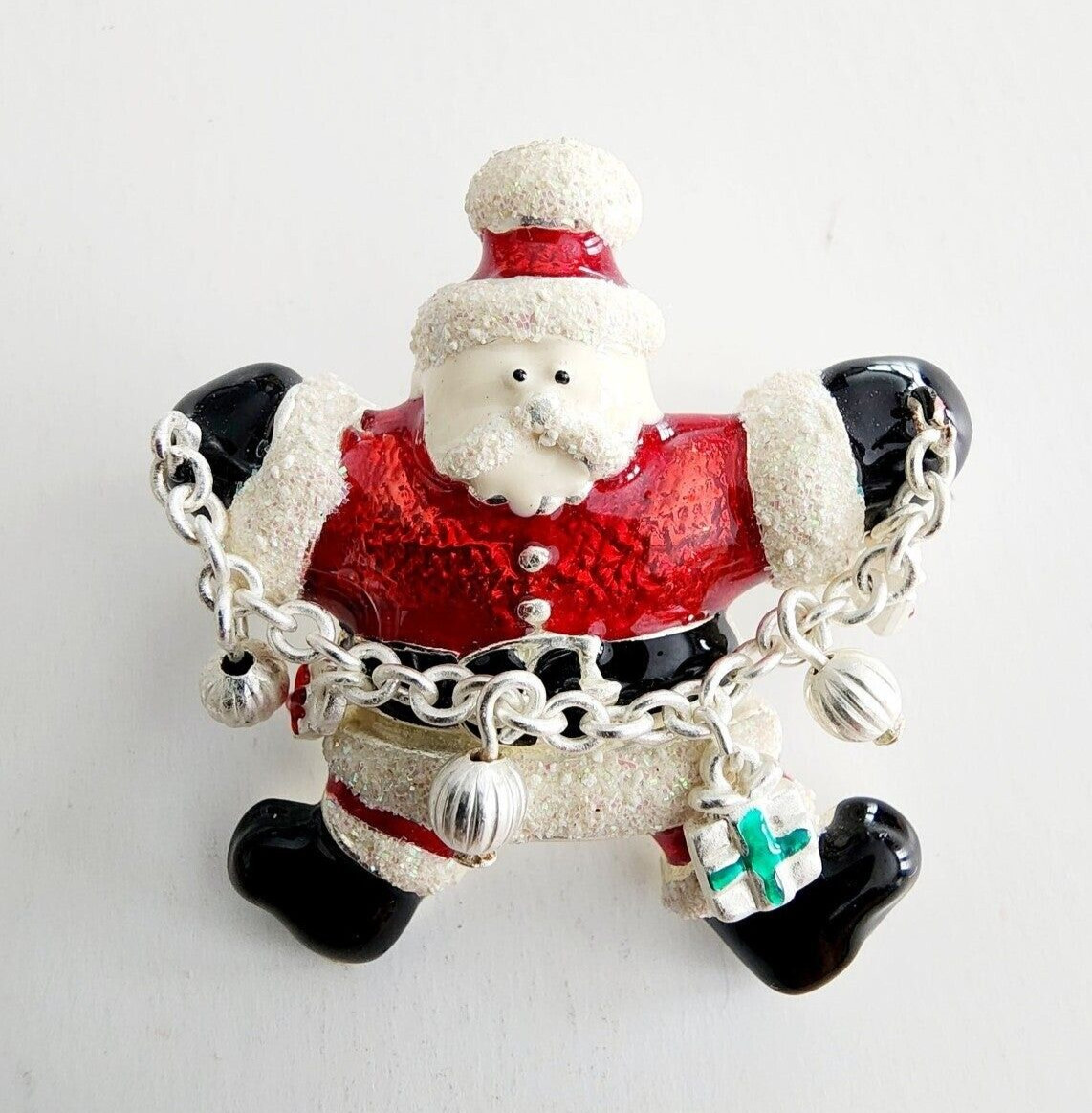 Vintage Santa Claus Christmas Brooch Pin Enamel Metal Collectible