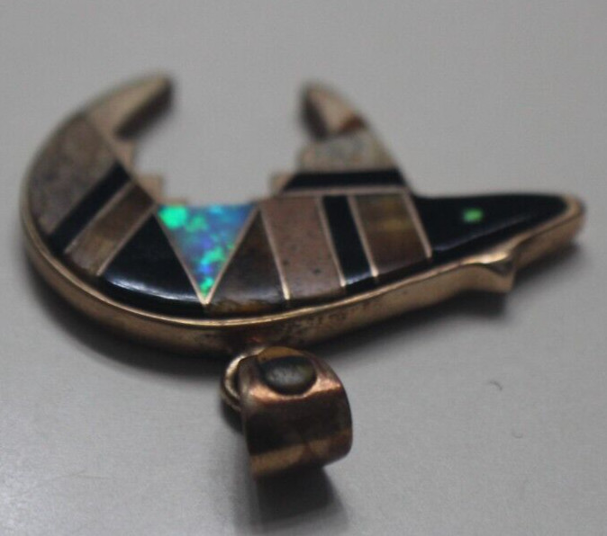 Wonderful DP Bronze and Multi-Stone Inlay Bear Pendant