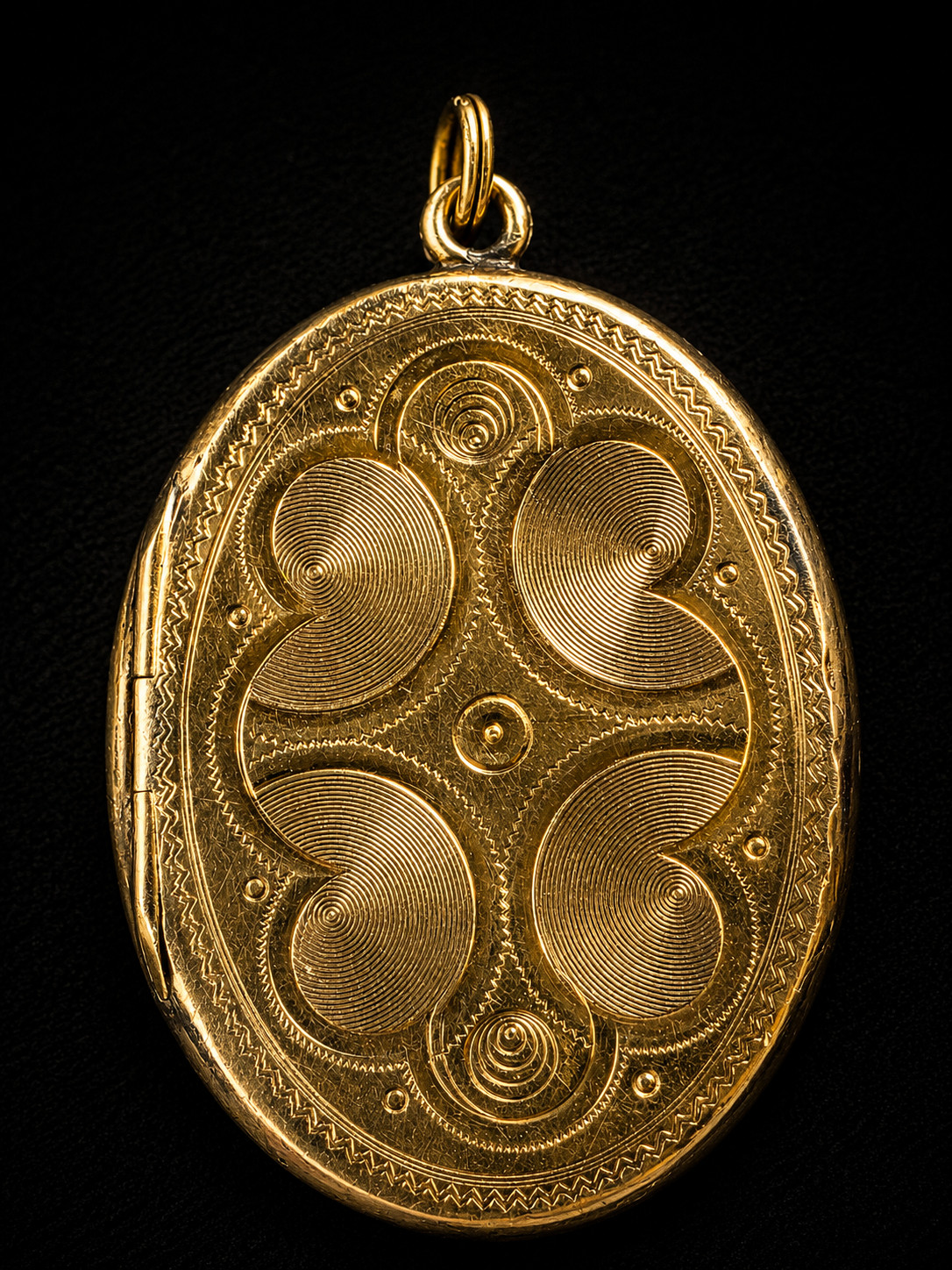Antique Victorian 14K Gold Virgin Mary Enamel Locket Guilloche Religious Pendant
