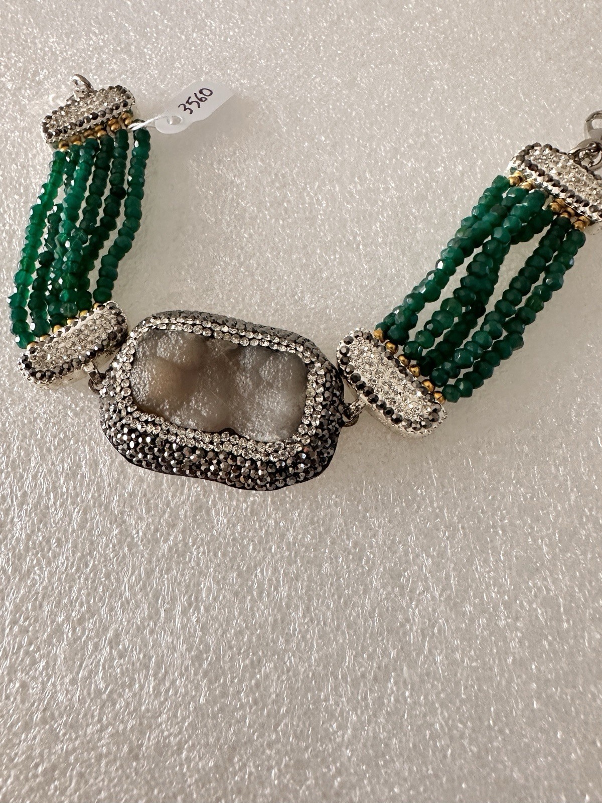 Vintage ladies bracelet 925 sterling silver and bronze with Gemstones.8″.