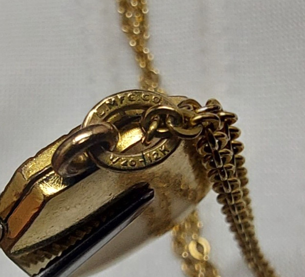 Antique 1/20 12K Gold Filled Engraved Locket Pendant Chain L. MFG Co. Art Deco