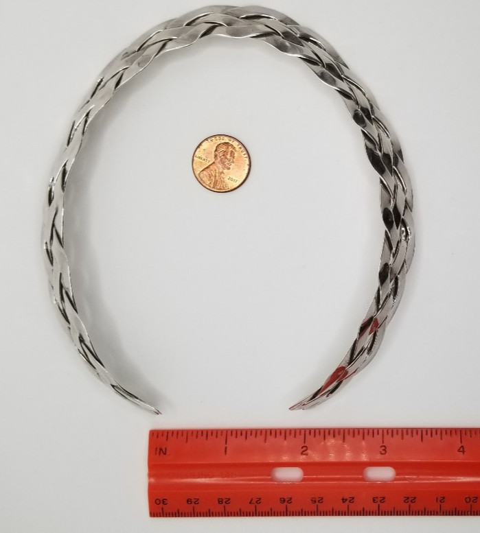 Vintage Sterling Silver Braided Collar Choker Necklace 17.5mm Wide