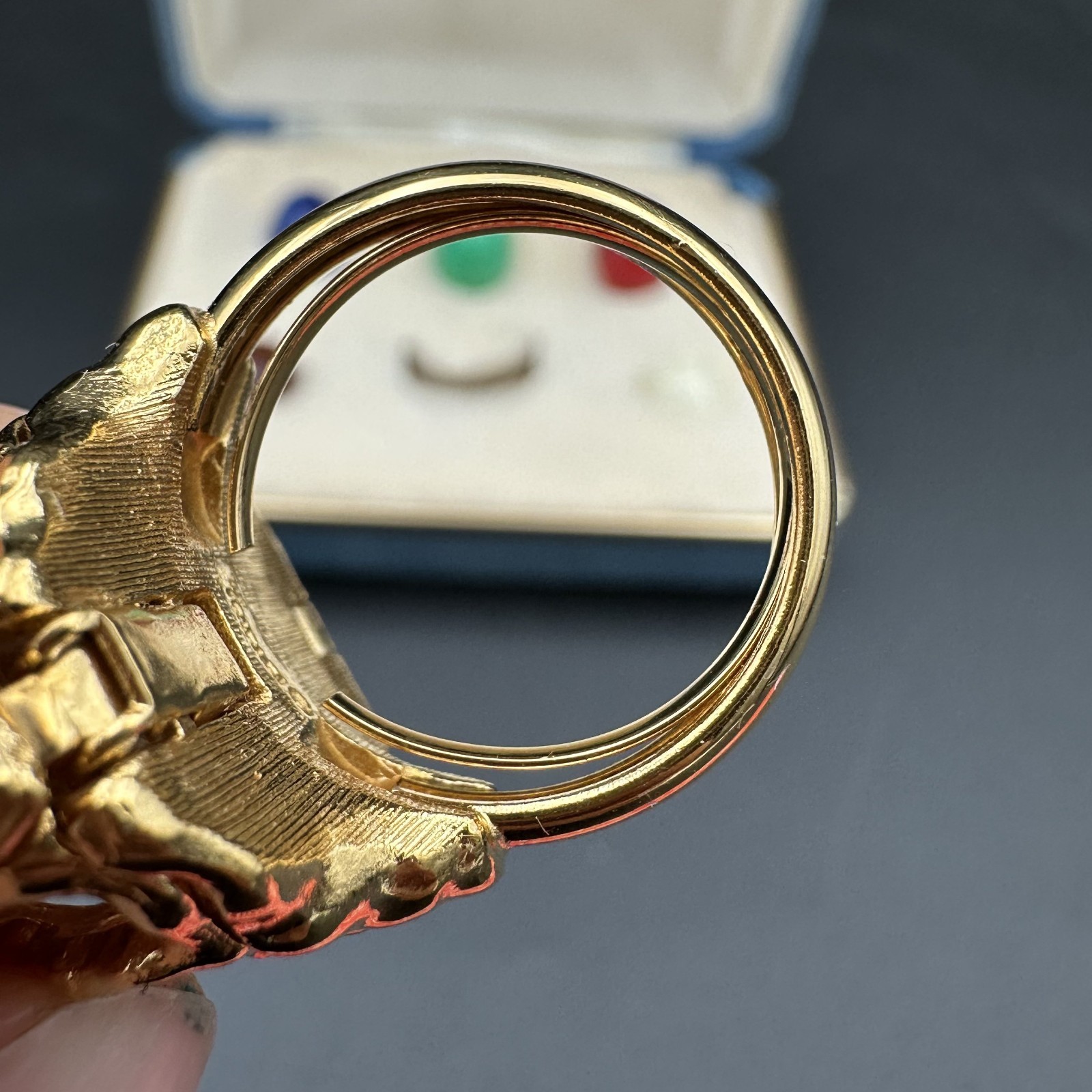 NIB Vintage 1960s CROWN TRIFARI Gold-tone Convertible Interchangeable Ring