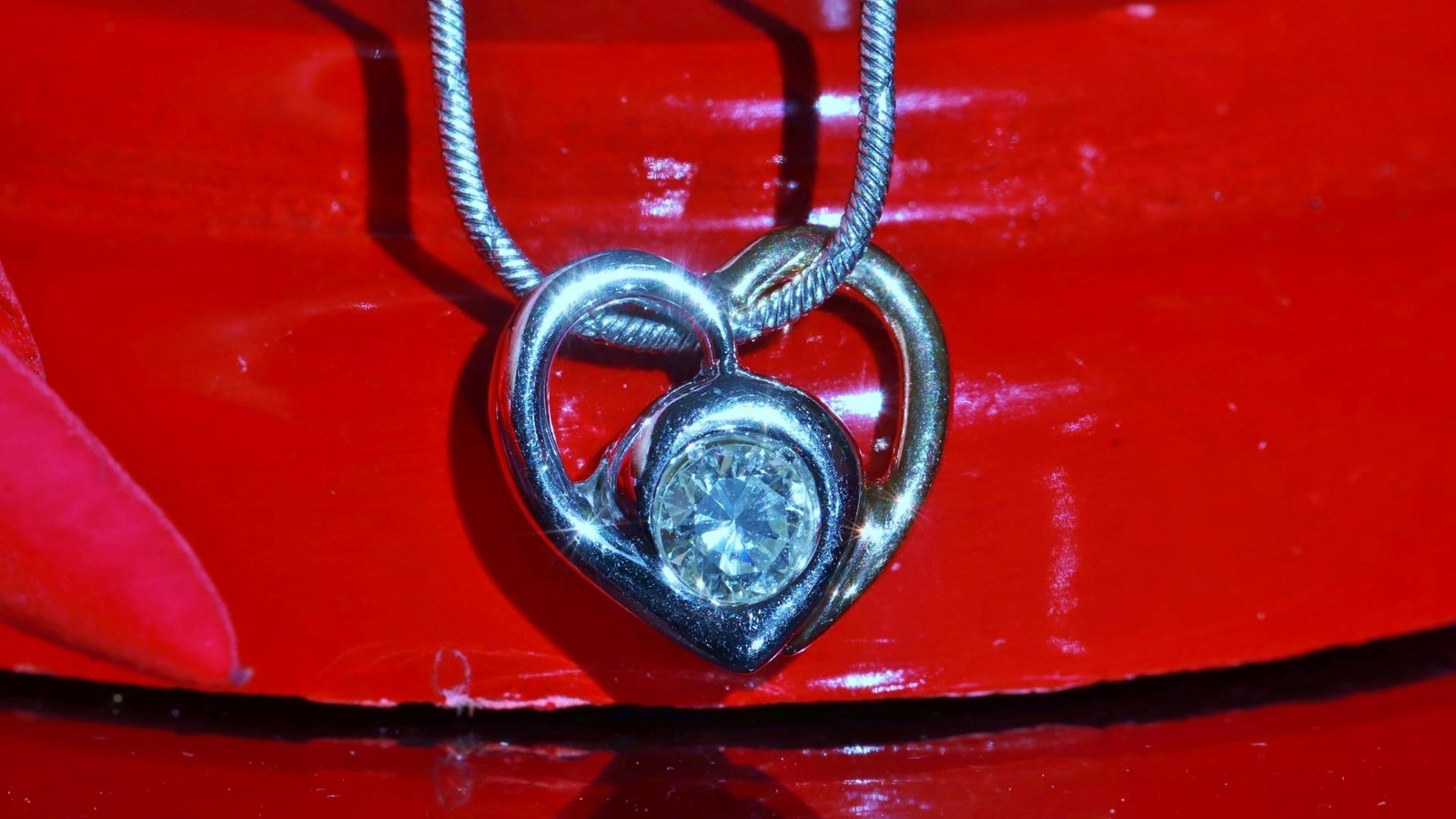 14k multi tone gold pendant 0.35ct natural diamond heart 18.0″ necklace 5.38gr