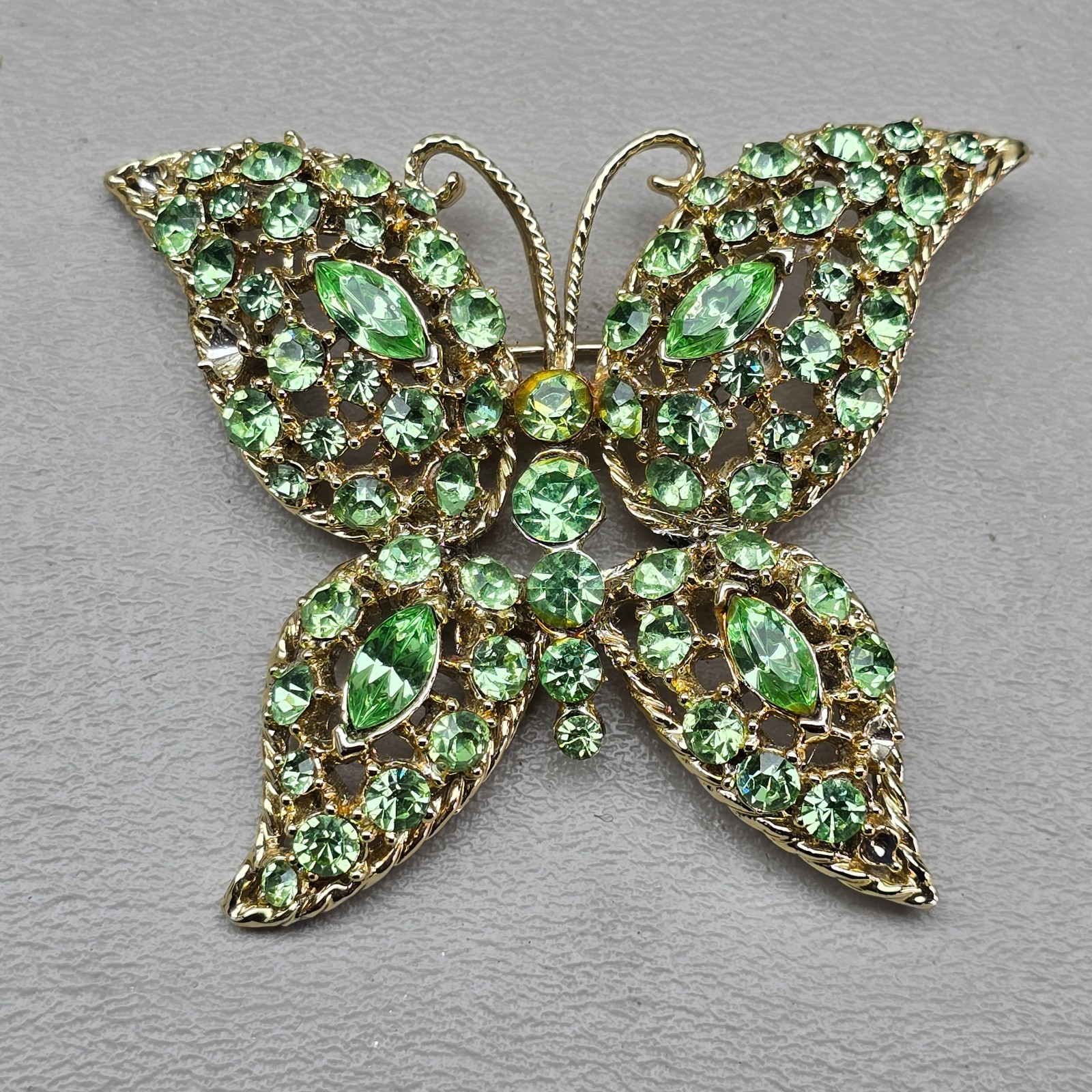 Vintage Rhinestone Brooch Lot Butterfly Leaf Fleur De Lis