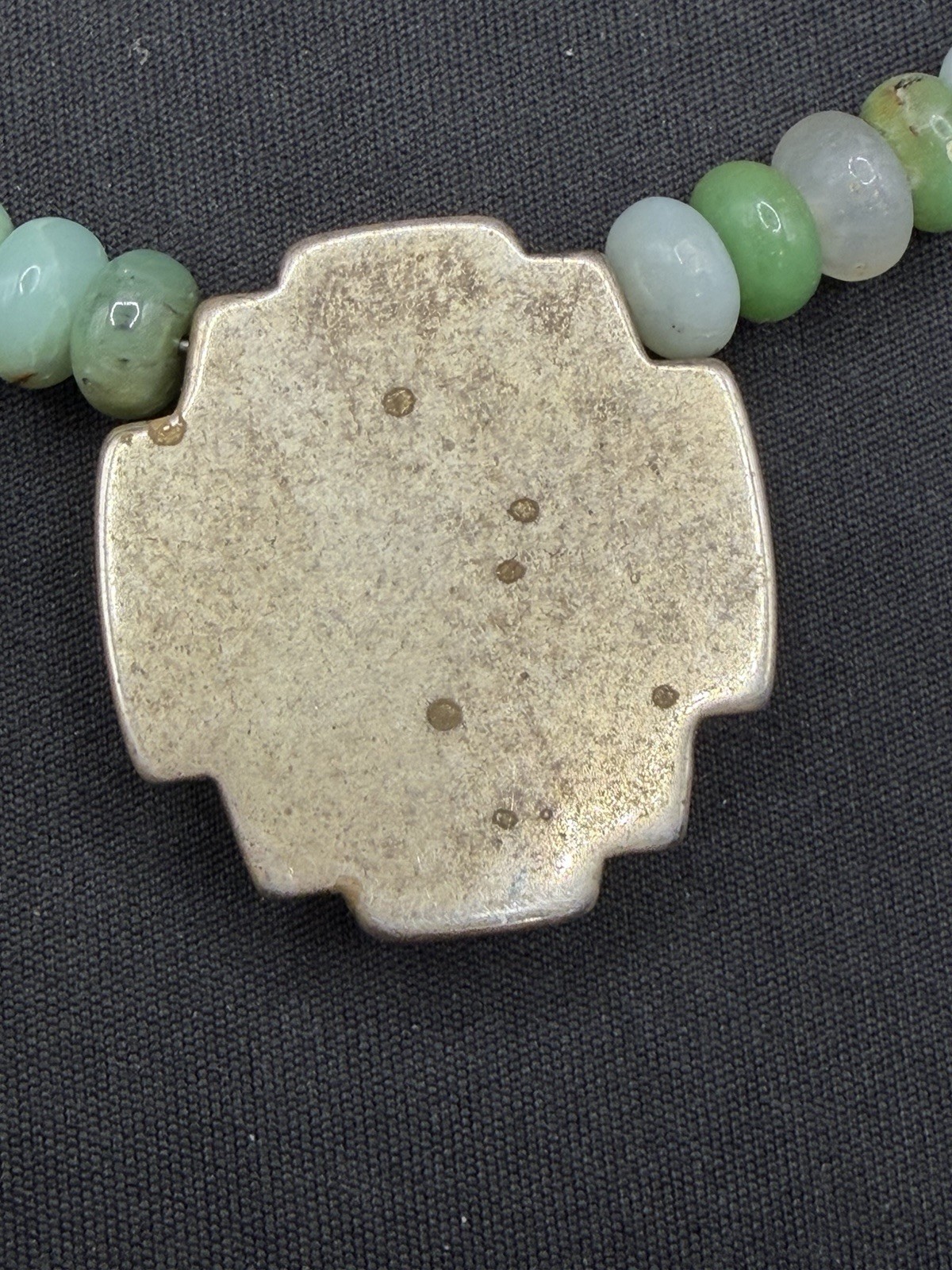 Vtg Jay King DTR Sterling Silver Green Bead Necklace Pendant 17-18 Inch Length