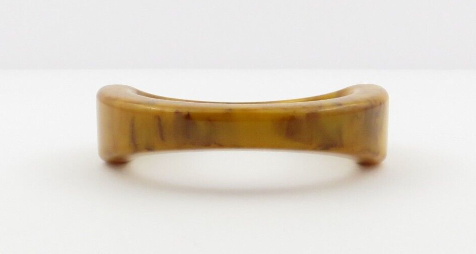 Vtg.Bakelite Chunky Wavy Bangle Bracelet Butterscotch/Choco Swirl retro Jewelry