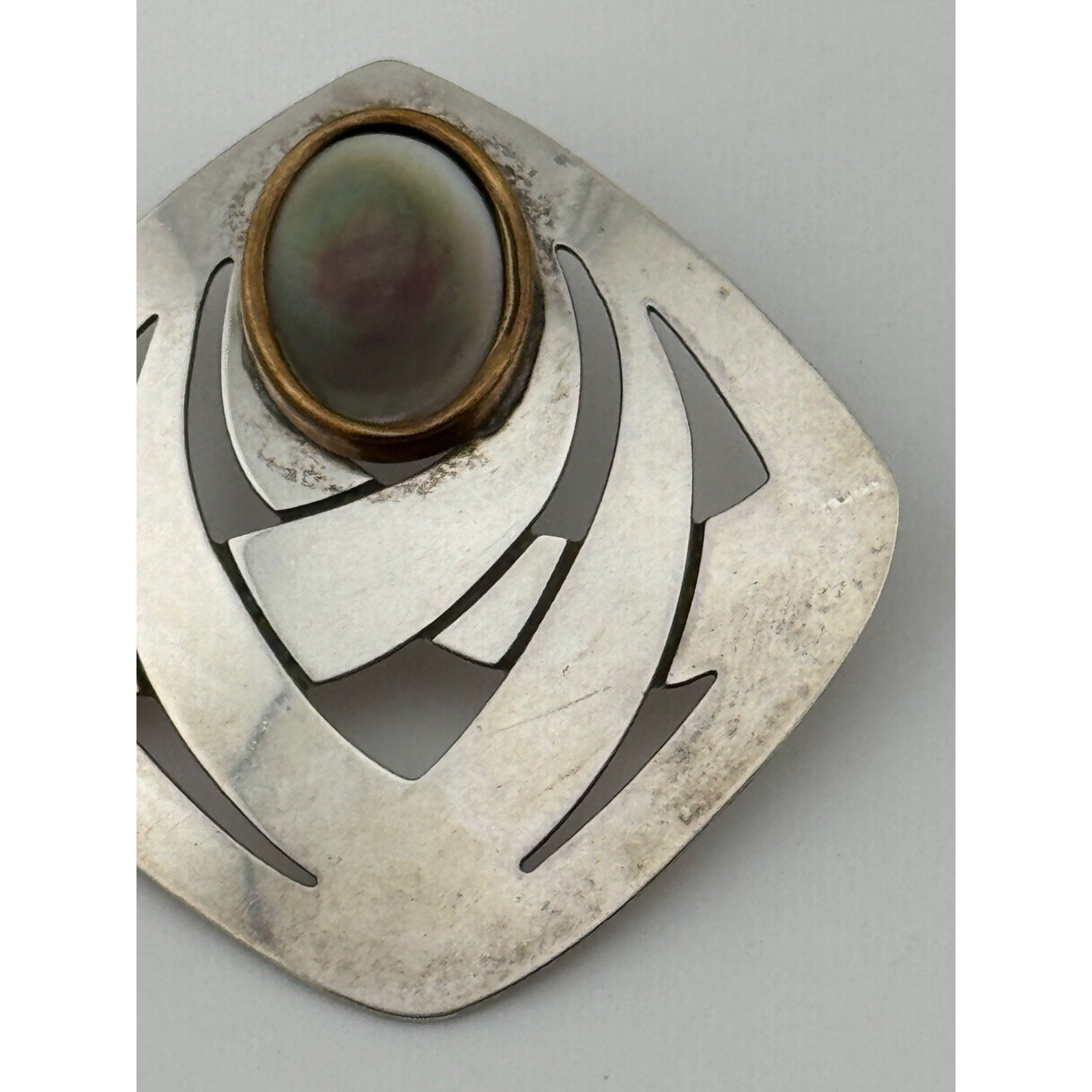Vintage Stamas Sterling Silver Mixed Metal Modernist Pendant Signed