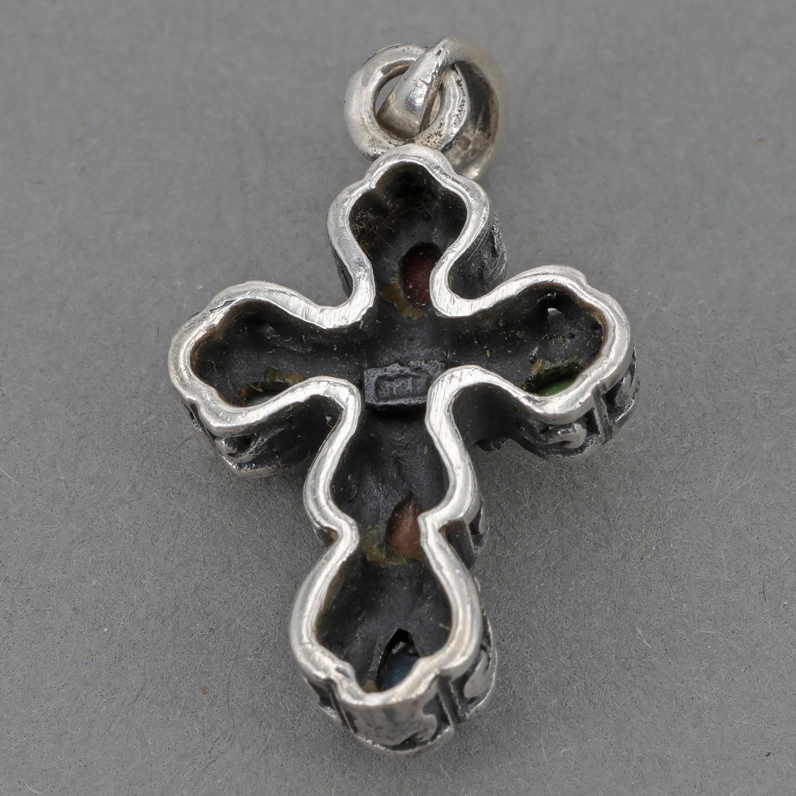 Vintage Silpada Sterling Silver SMALL Multi-Stone Cross Pendant N0984 NO CHAIN