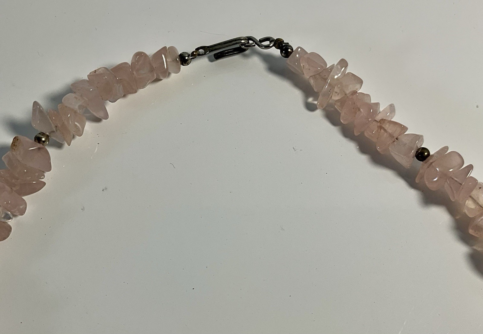 Vintage 1980’s Stunning Abalone Lucite Rose Quartz Bead Fashion Necklace EUC