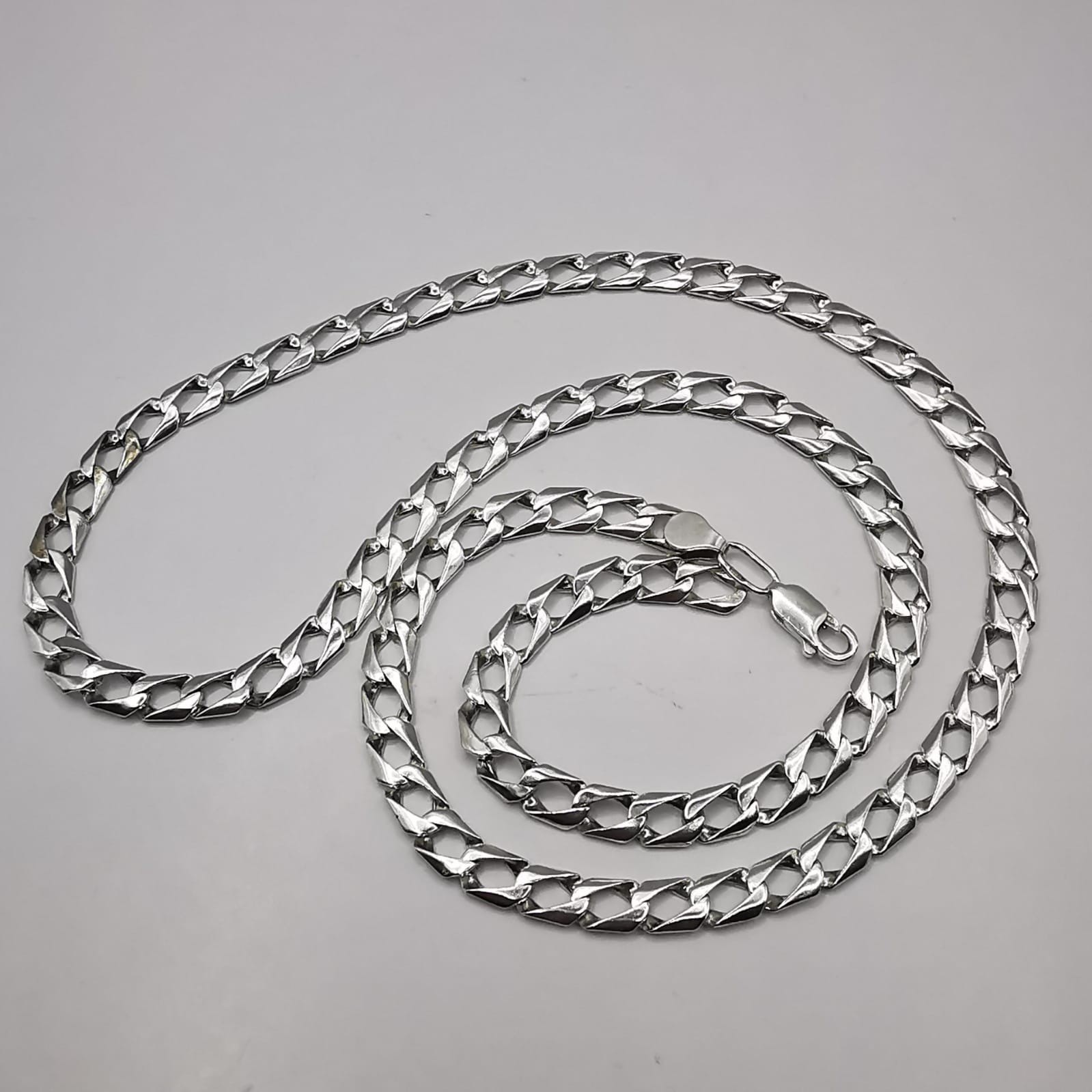 Vintage 925 Sterling Silver Chain Necklace Signed Handmade 7.0oz 19.80g