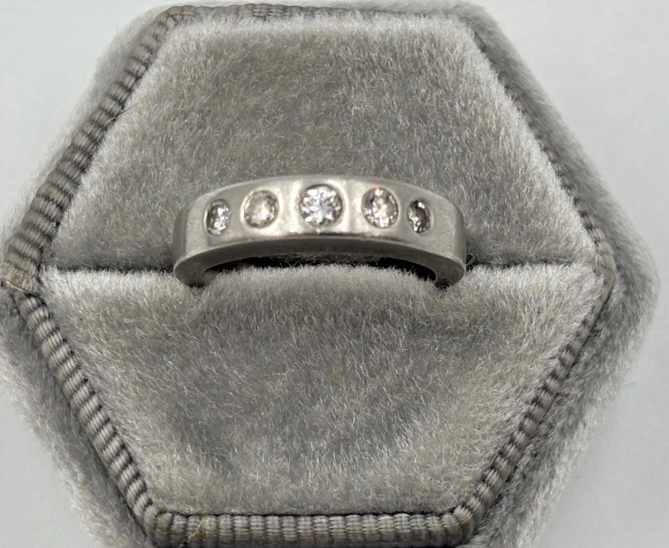 Vintage Platinum 5-stone Diamond Gypsy Ring Size 5