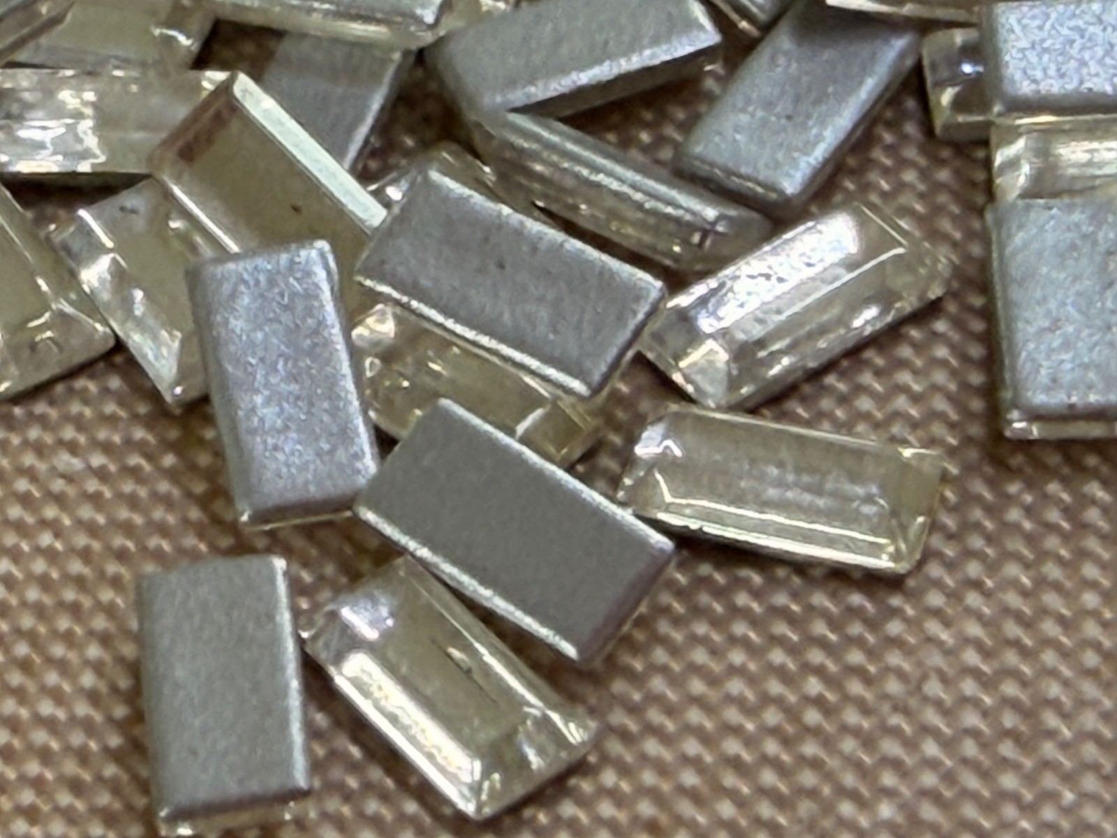 250 Rectangular Vintage Crystal Rhinestones 5×2.5mm Silver Foil Flat Back NOS