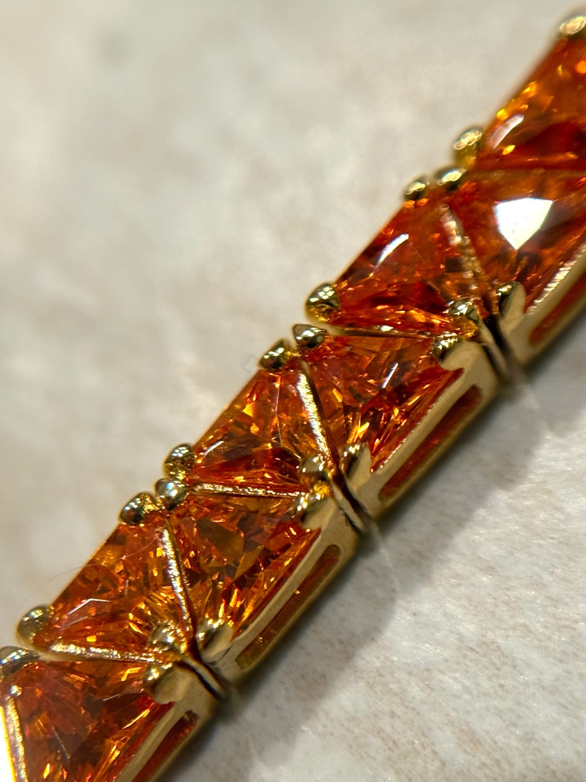 VTG Suzanne Somers Bracelet Orange Gem Stone Tennis Gold 925 Silver Trillion 20g
