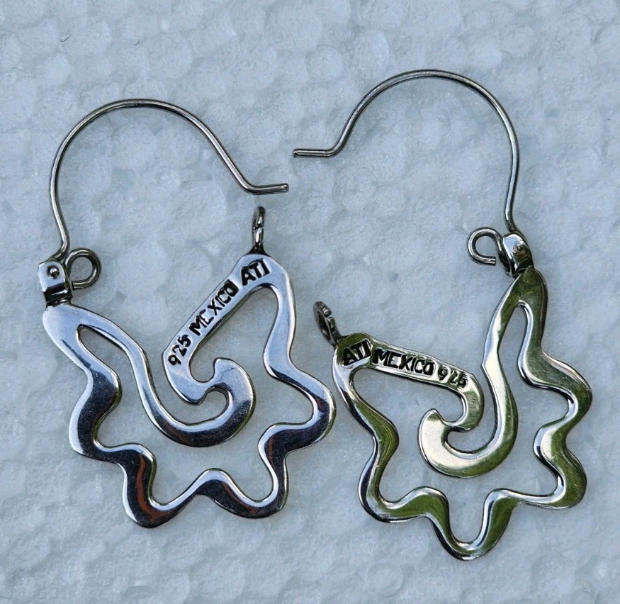 NOVICA Artisan Handmade Sterling Silver Hoop Earrings Mexico 1 in L x 0.8 in W