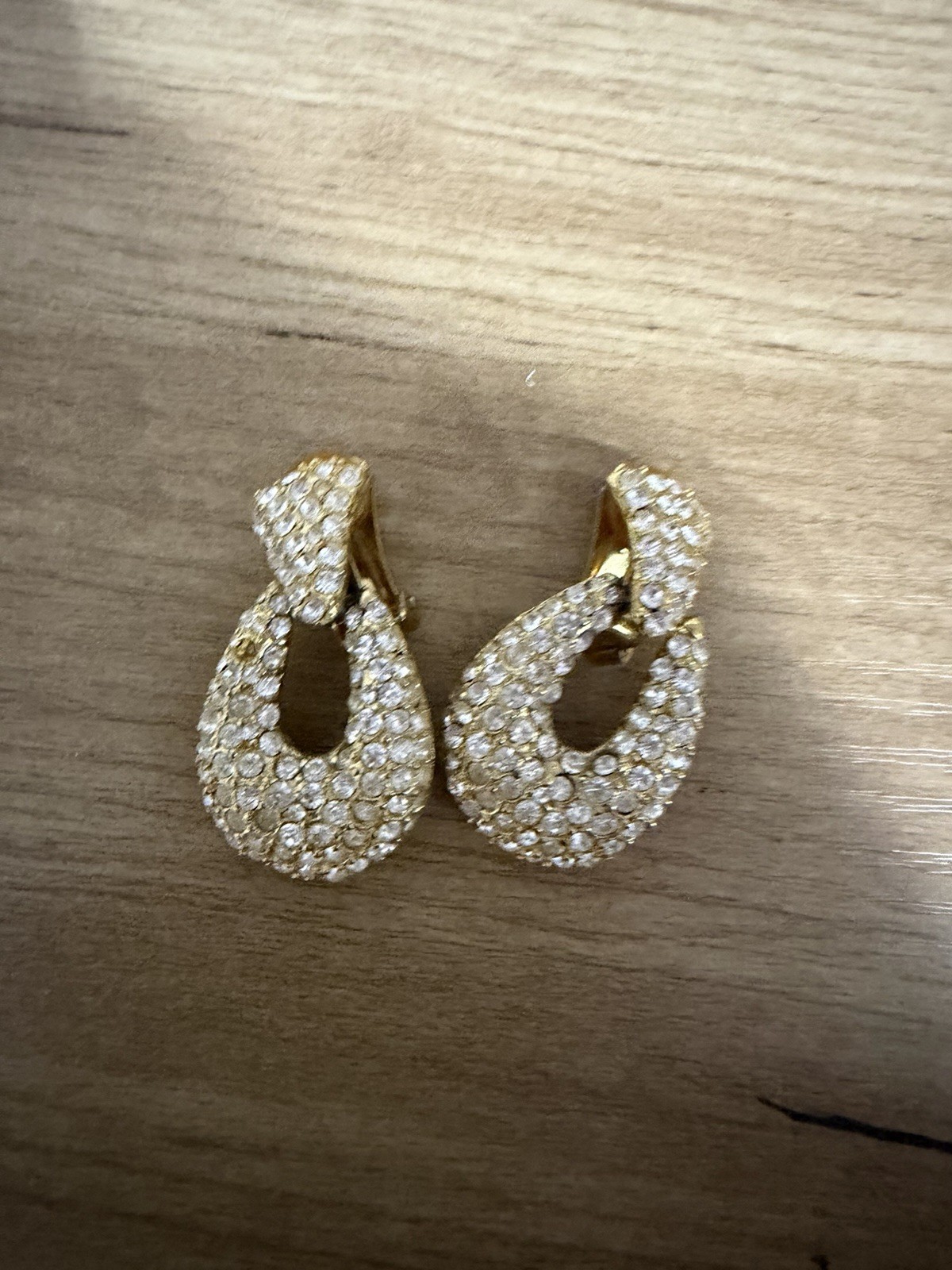 Vintage Rhinestone Door Knocker Clip On Earrings READ