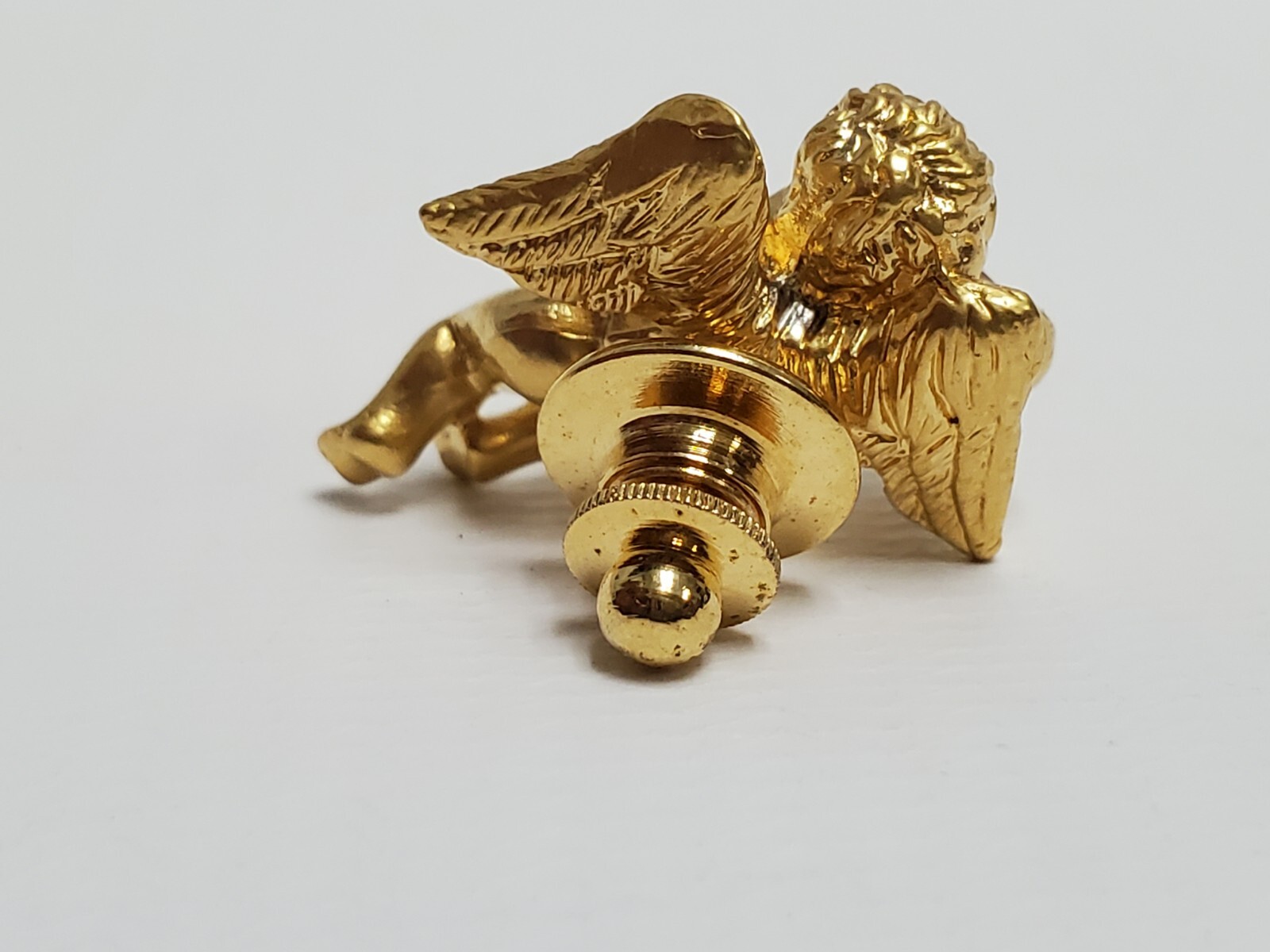 Vintage 1996 Avon Cherub Angel Lapel Pin Gold Tone Yellow November Birthstone
