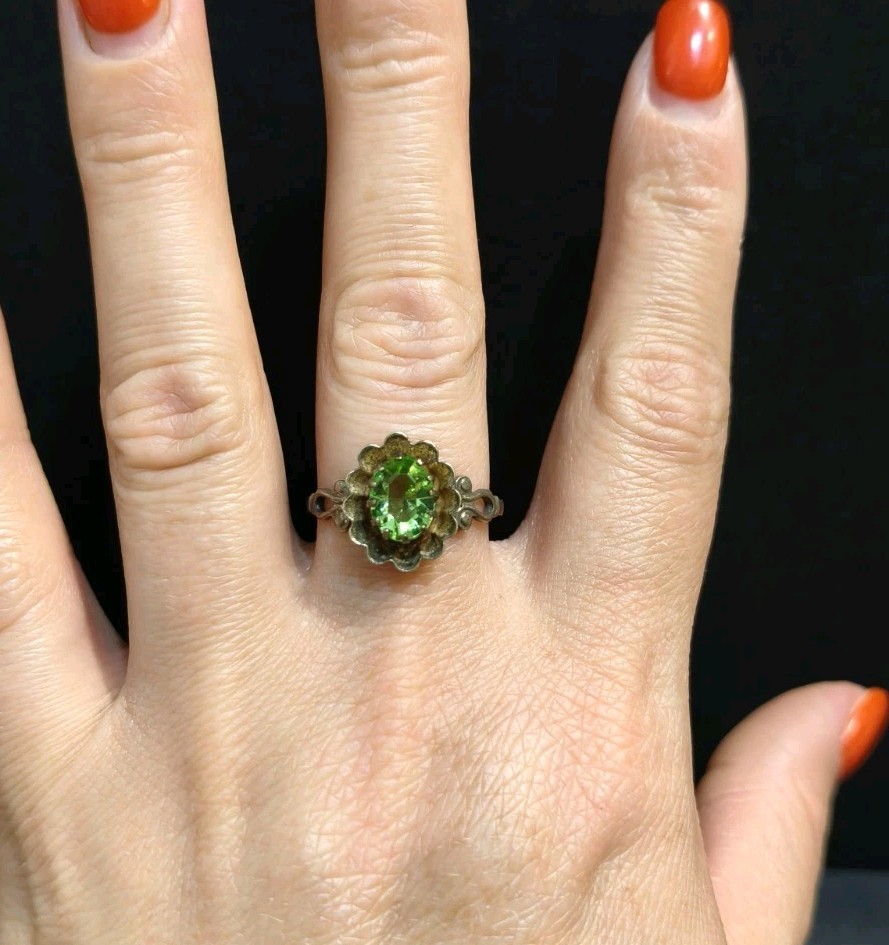 Vintage Gilt Silver Engagement Ring 875 soviet Women’s Jewelry